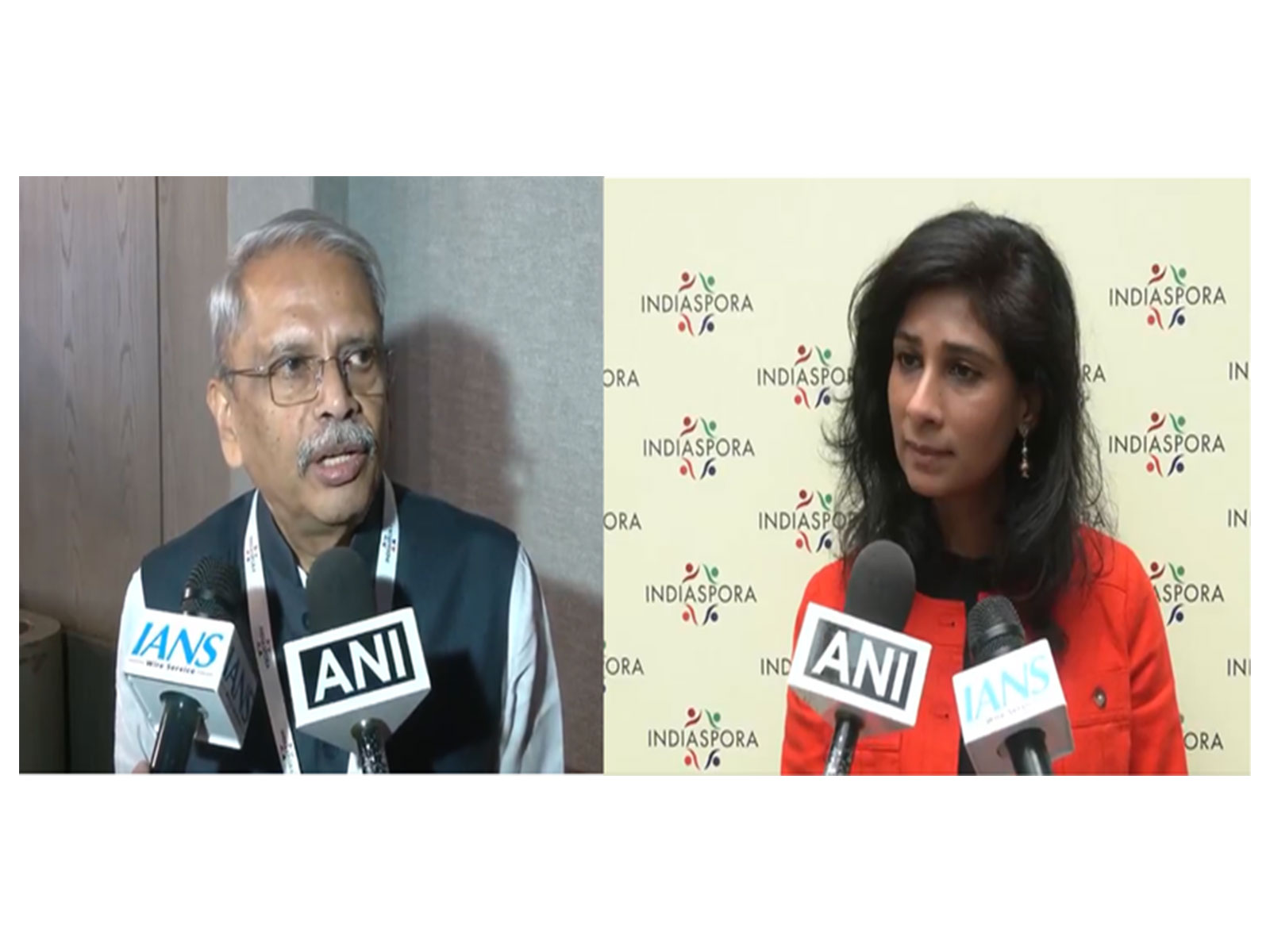 Kris Gopalkrishnan (L); and Gita Gopinath (R) (Photo/ANI)