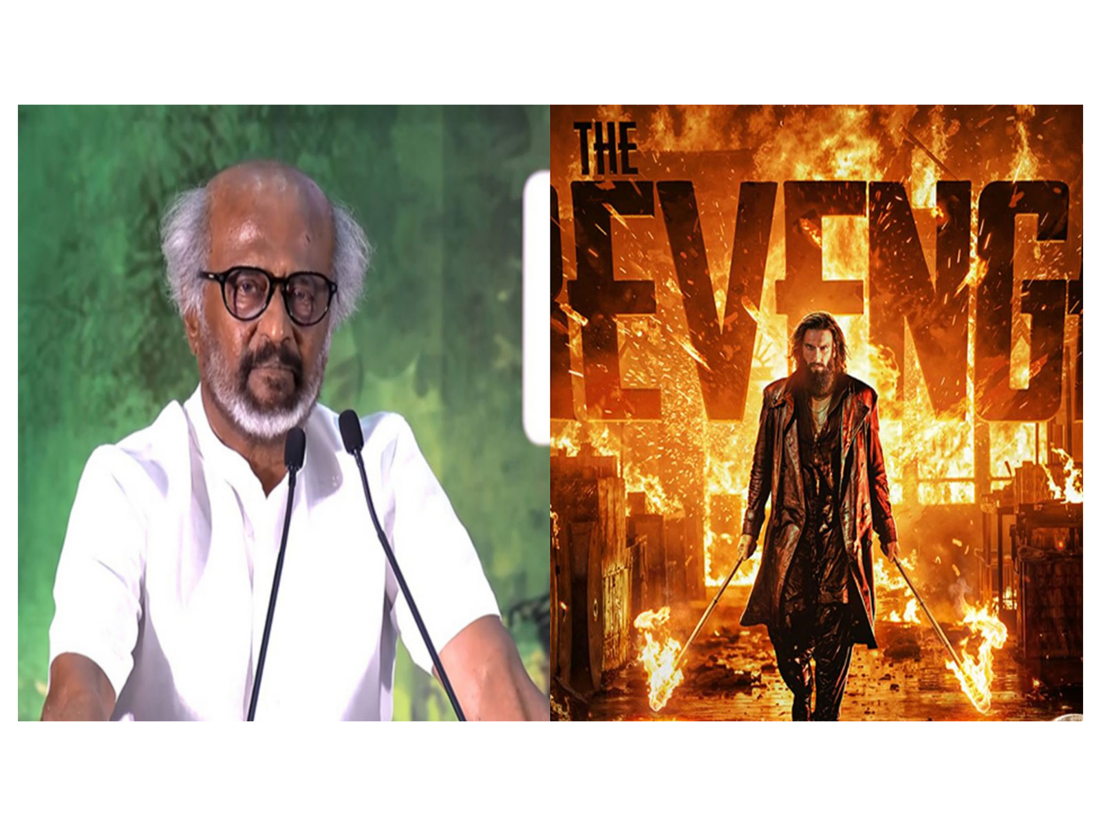 Rajinikanth (Photo/ANI), 'Dhurandhar: The Revenge' poster (Photo/Instagram/@officialjiostudios)
