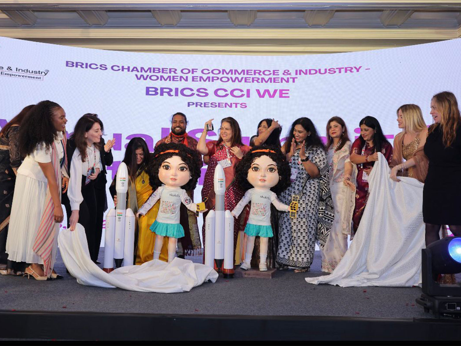 Mascot of Mission ShakthiSAT unveiled in Delhi (Photo/ANI)