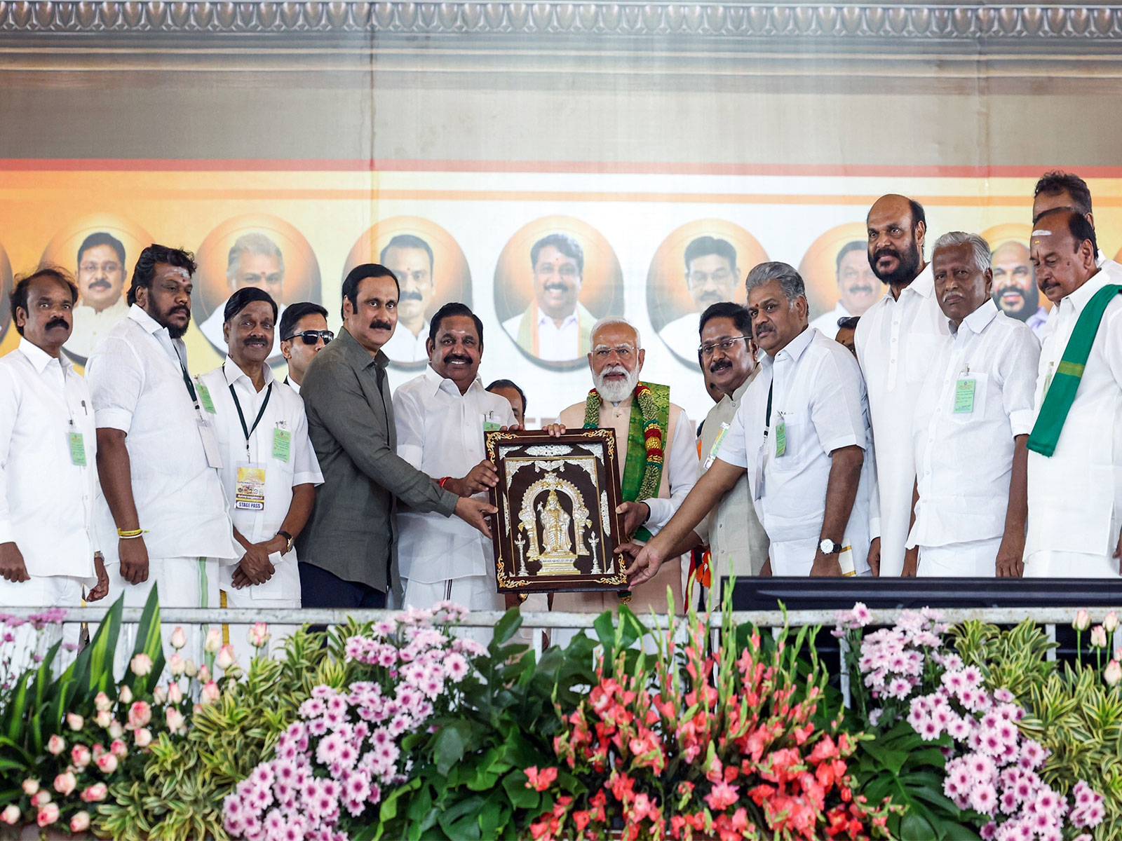 A visual of NDA alliance leaders during PM Modi's rally in Tamil Nadu (File Photo/ANI)