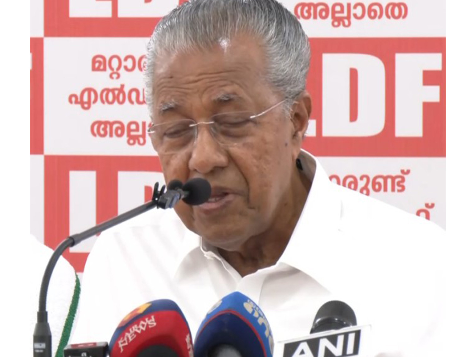 Kerala CM Pinarayi Vijayan addressing an election event in Kanjirappally in Kottayam on March 25, 2026 (Photo/ANI)