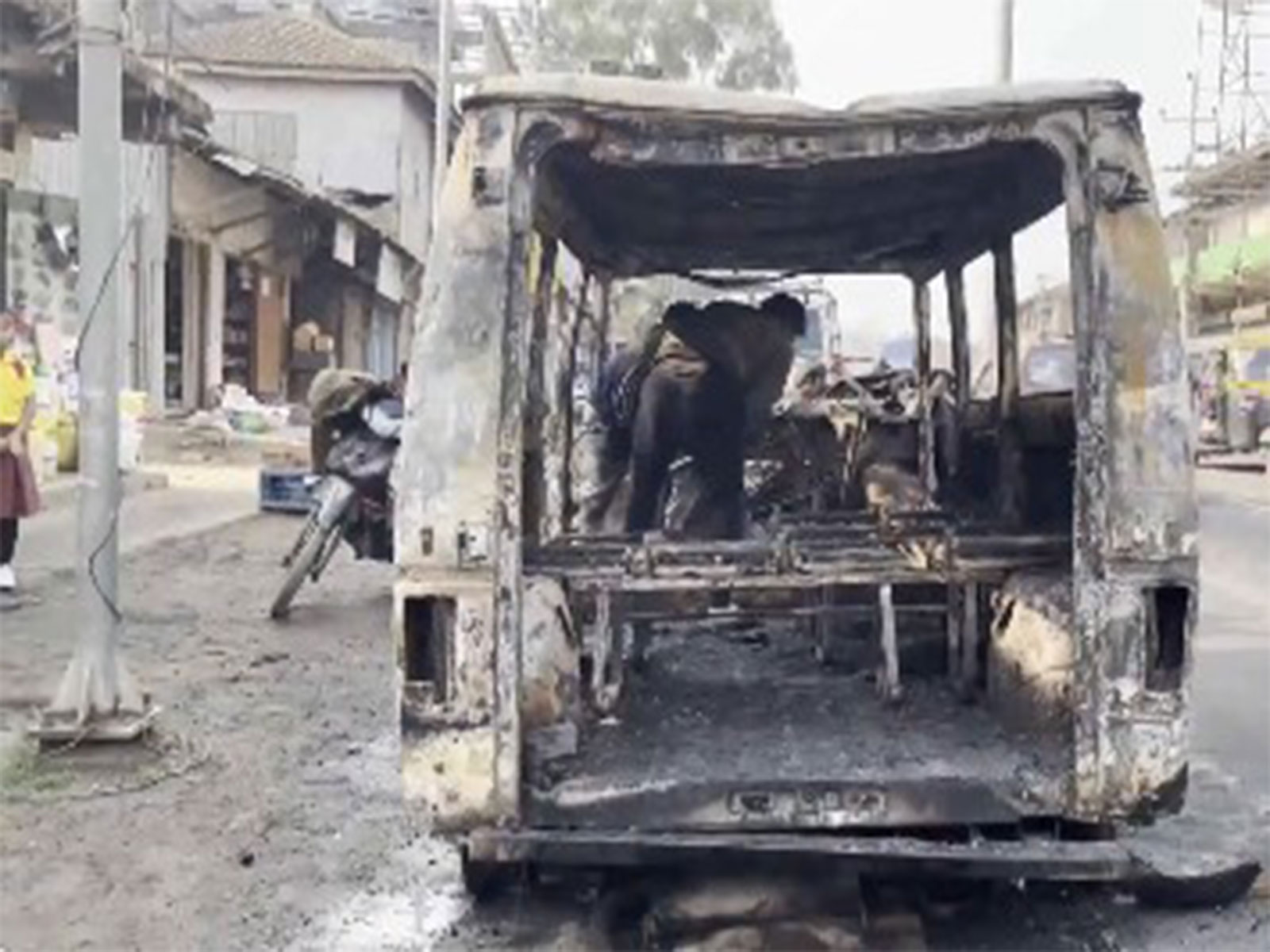 Road accident involving a Mine Protected Vehicle and a two-wheeler along the Churachandpur-Kangvai axis (Photo/ANI)