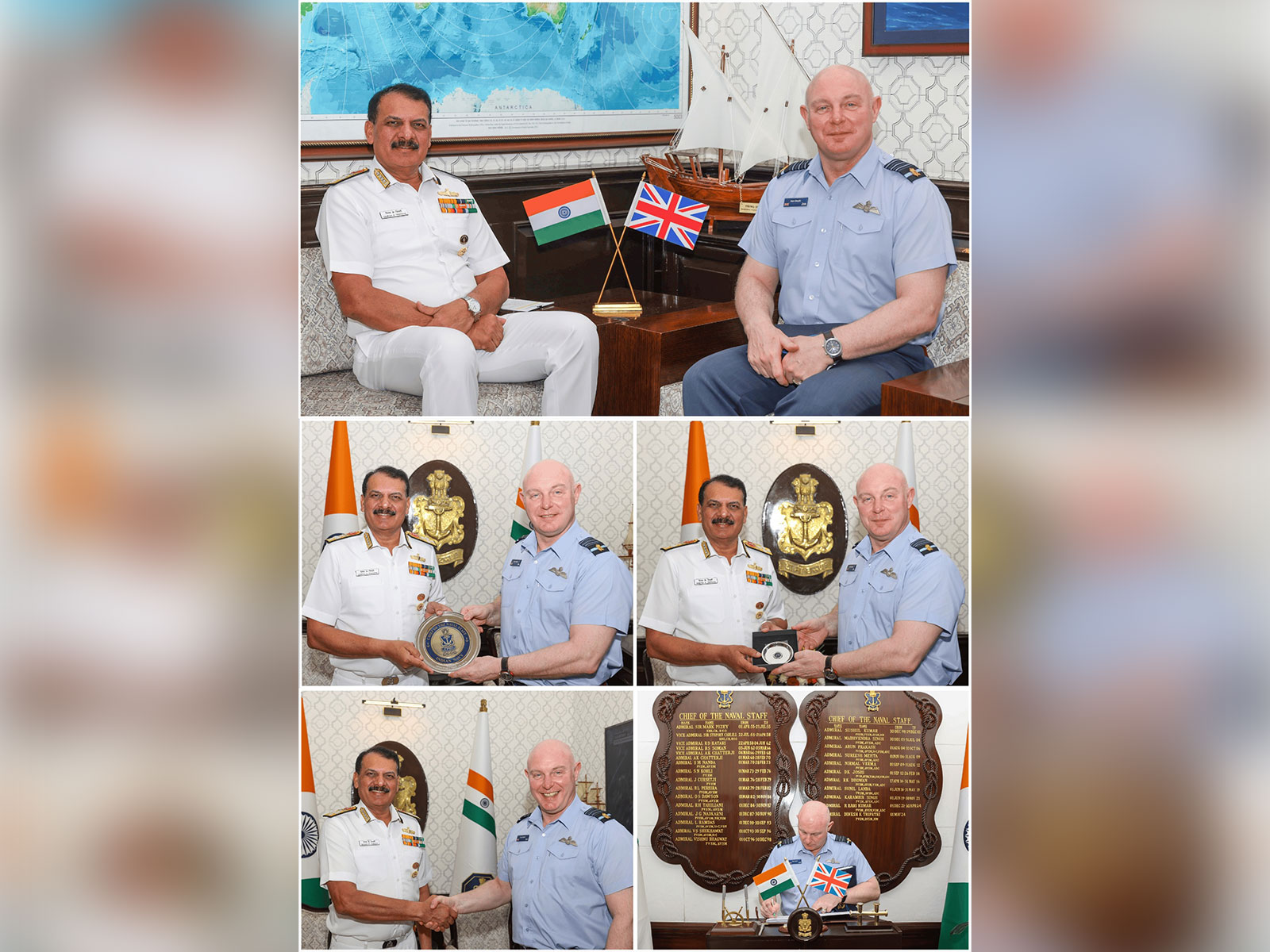 Chief of  Naval Staff Admiral Dinesh K Tripathi interacts with the UK's Chief of Air Staff of the Royal Air Force, Harv Smyth (Photo/X/@indiannavy)
