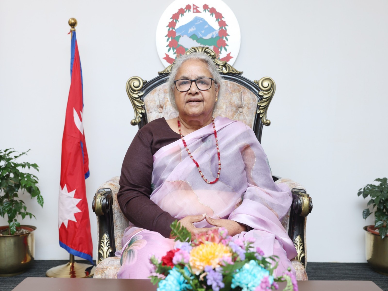 Nepal's interim Prime Minister Sushila Karki delivers her farewell address as Balendra Shah prepares to take oath as the country's new Prime Minister. (Image Source: Nepal PMO)