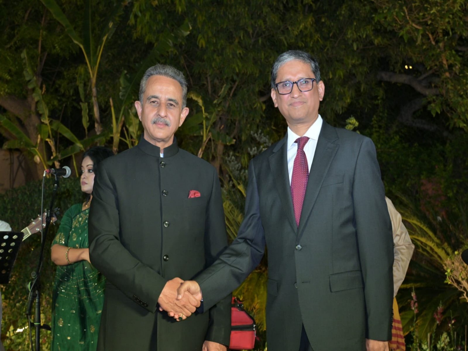 Union Minister of State for External Affairs Kirti Vardhan Singh and High Commissioner of Bangladesh Riaz Hamidullah (Photo/X@KVSinghMPGonda)