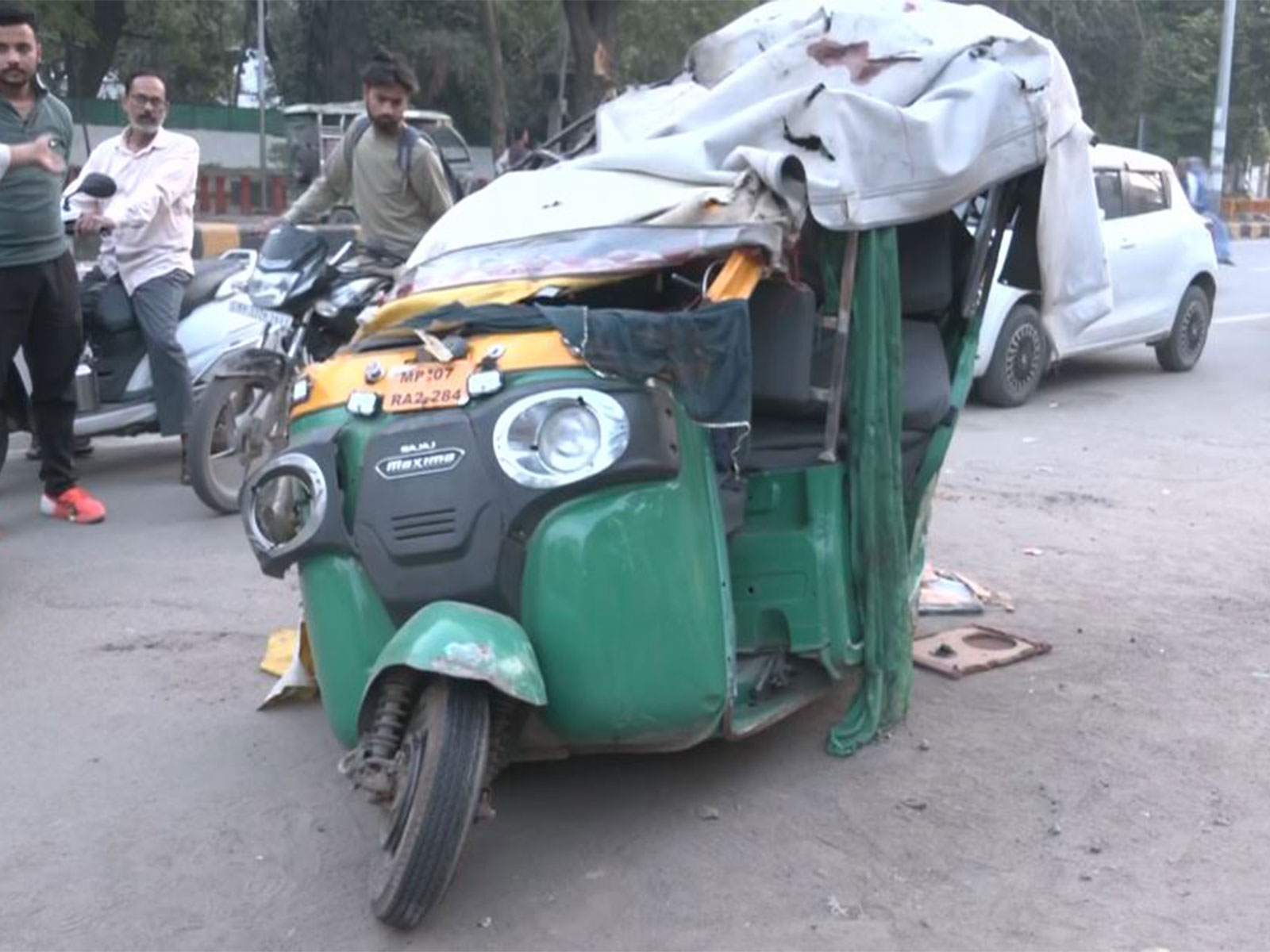 Visual of the auto-rickshaw involved in the accident (Photo/ANI)
