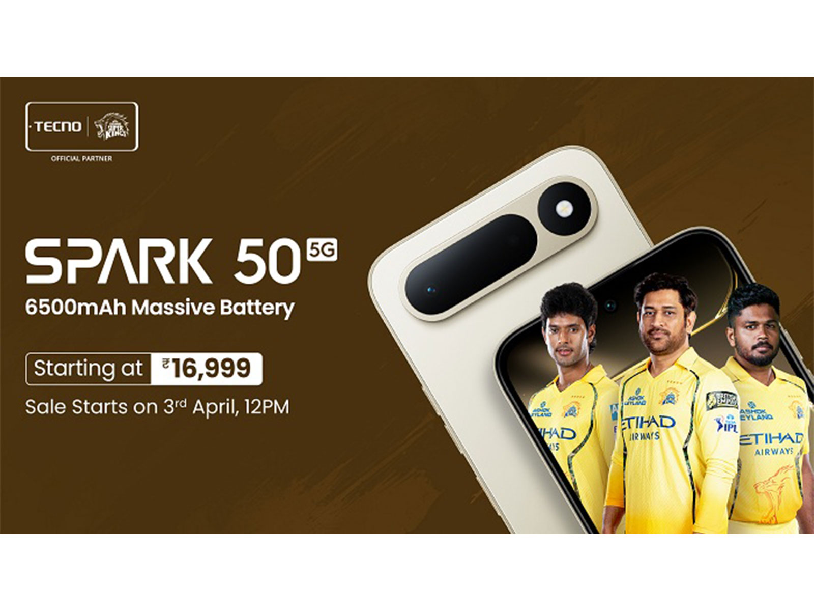 TECNO Mobile India unveils the SPARK 50 5G featuring a 6500mAh battery, military-grade durability, and AI-led features, designed for everyday reliability and performance