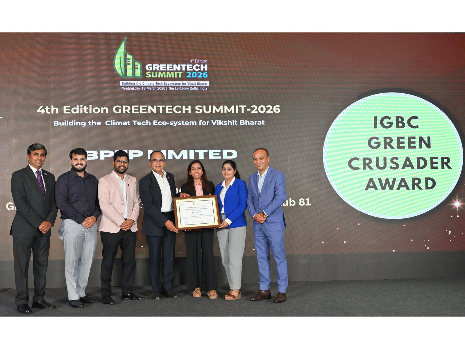 BPTP Recognised as 'IGBC Green Crusader' at IGBC Greentech Summit 2026