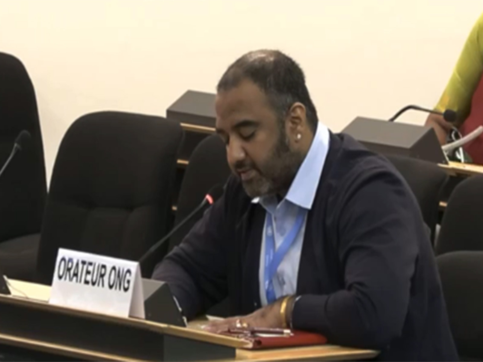 Govind Singh Rathore, Founder of Sambhali Trust, addresses the UN Human Rights Council session in Geneva. (Image Source: UNTV)