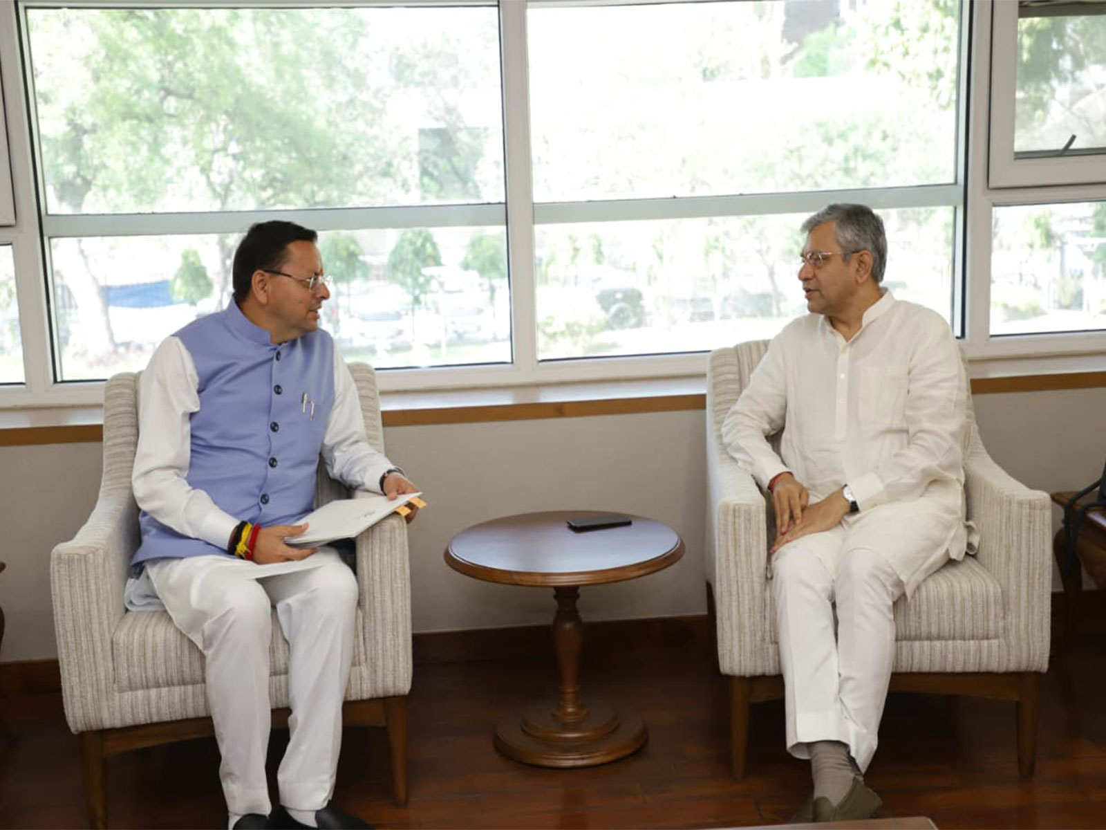 Uttarakhand CM Pushkar Singh Dhami and Union Minister Ashwini Vaishnaw (Photo/@pushkardhami)
