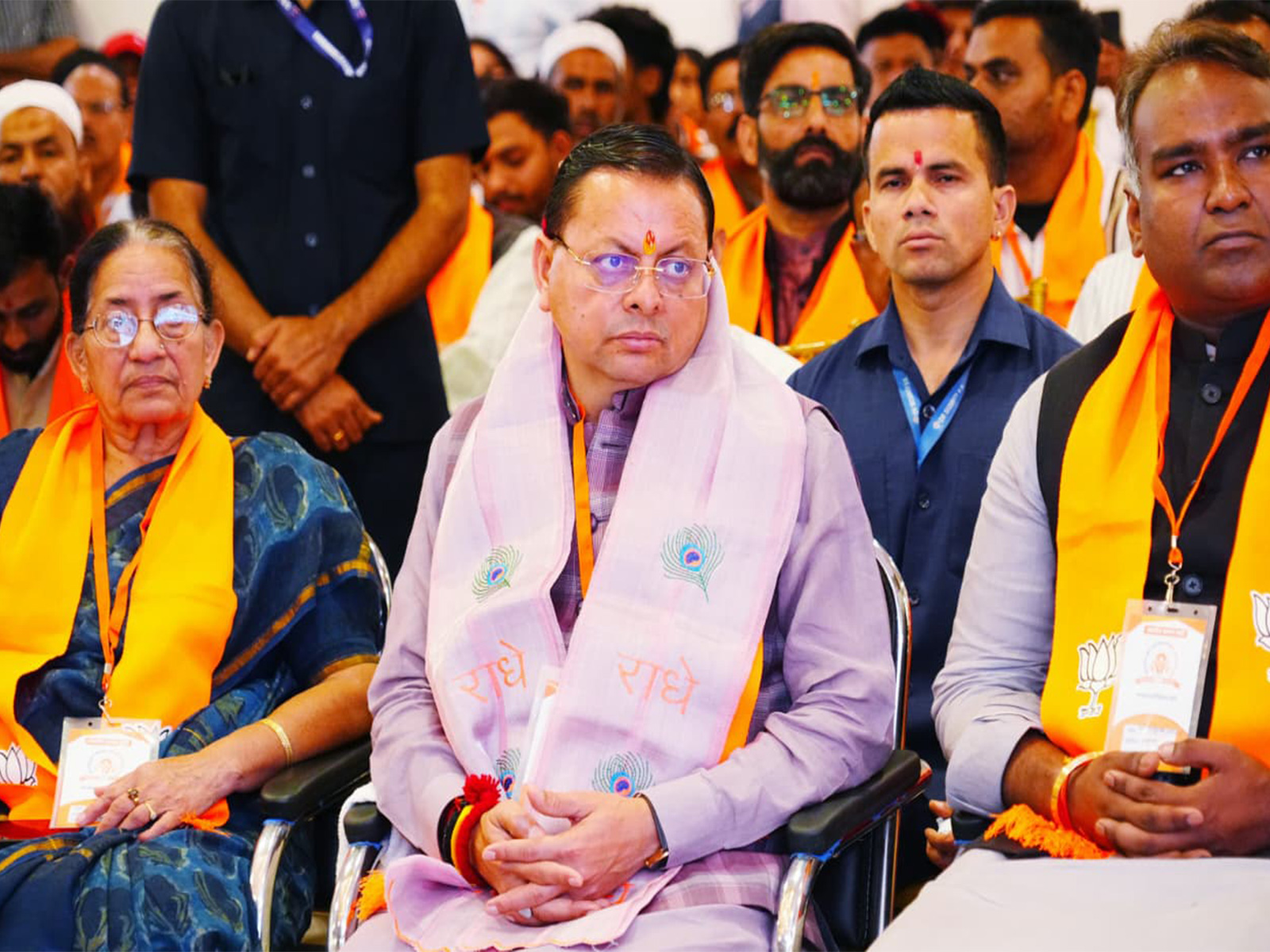 Chief Minister Pushkar Singh Dhami listened to the 132nd episode of Prime Minister Narendra Modi's "Mann Ki Baat" programme (Photo/ANI)