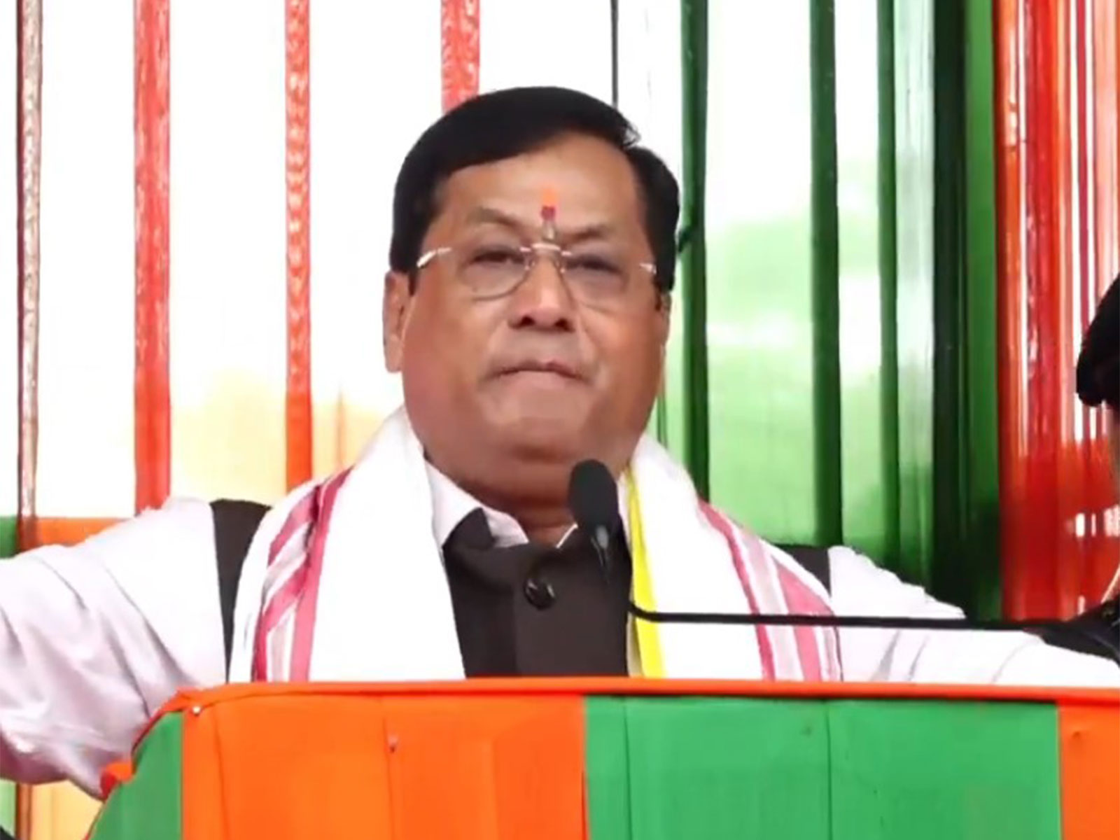 Union Minister Sarbananda Sonowal while addressing a public rally (Photo/@sarbanandsonwal/X)