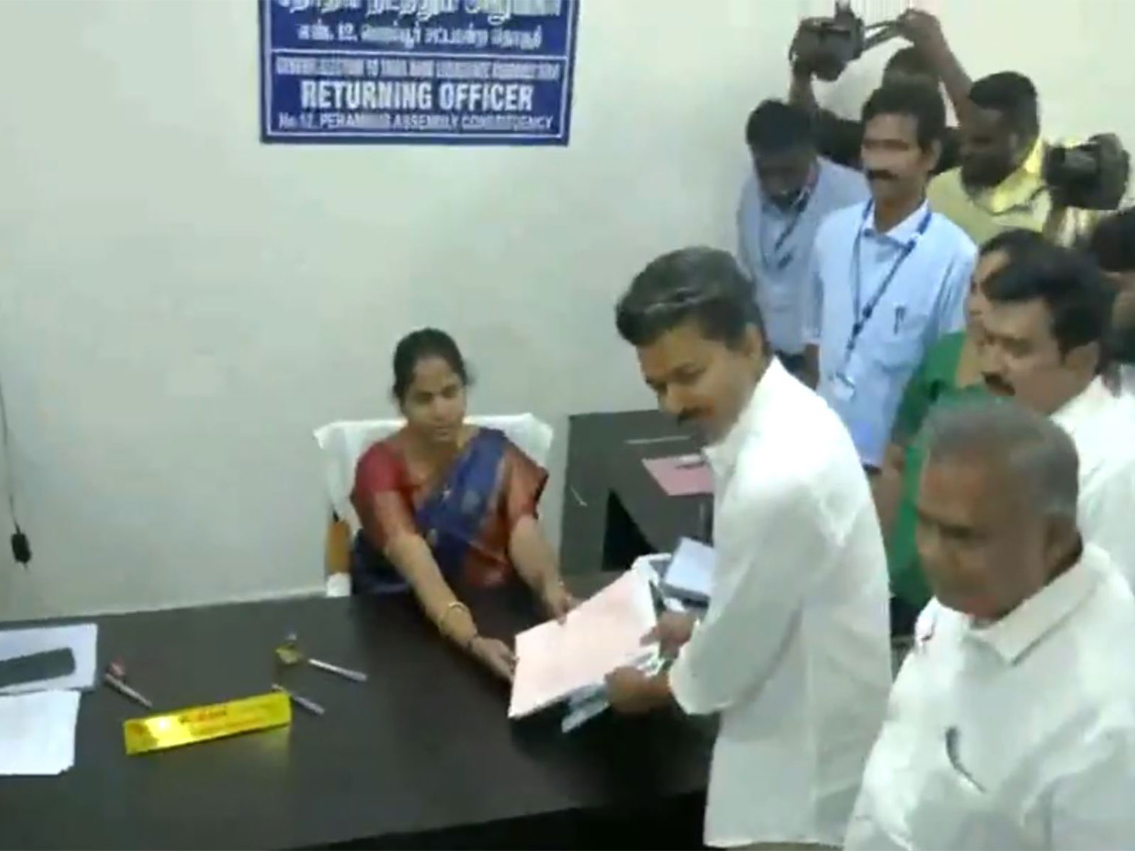 TVK President Vijay files nomination from Perambur and Trichy East constituencies (Photo/ANI)