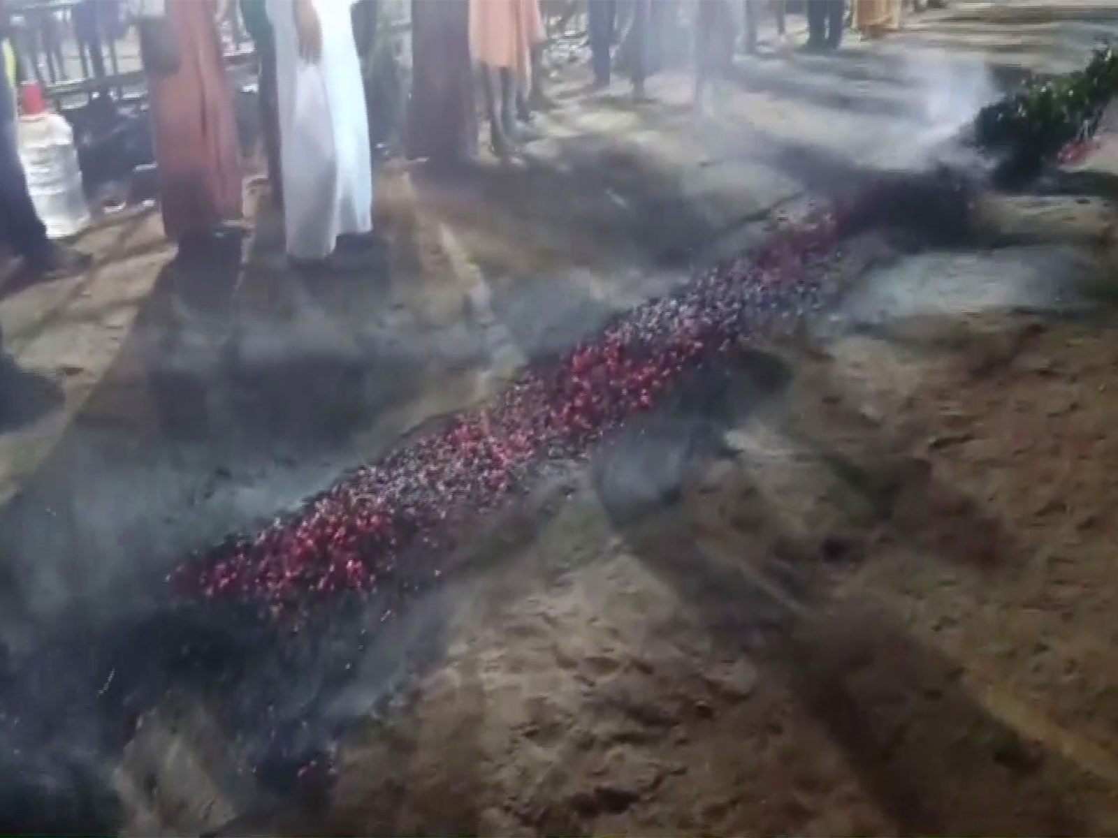 The Bannari Amman Temple Kundam (firewalk) festival was held today in Erode. (Photo/ANI)