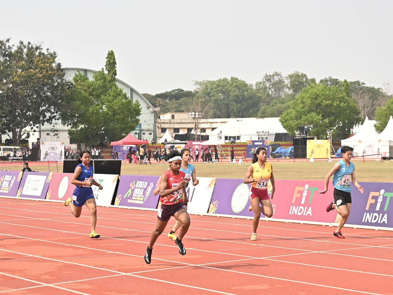 Jharkhand's Prithvi Oraon in Lead (Red) at Jagdalpur Athletics (Photo: KITG 2026)