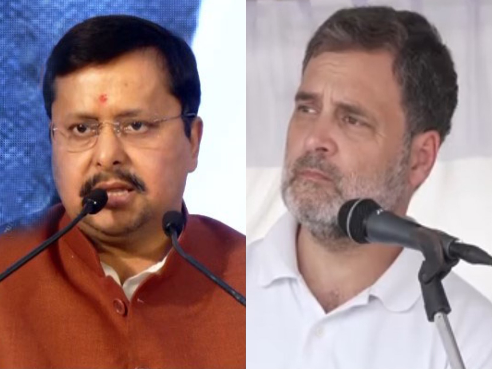 BJP national president Nitin Nabin (L), and Leader of Opposition in Lok Sabha Rahul Gandhi (R) (Photo/ANI)