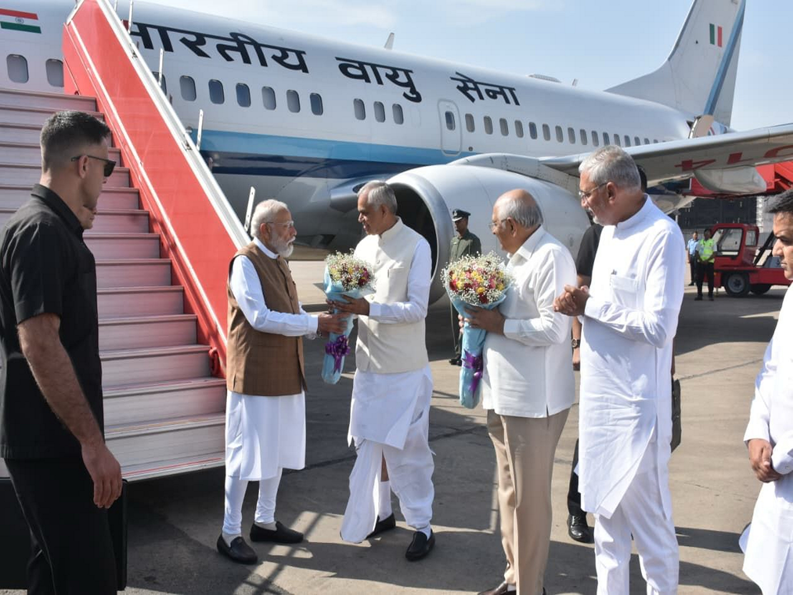 Prime Minister Narendra Modi at Ahmedabad airport (Photo/GujaratCMO)