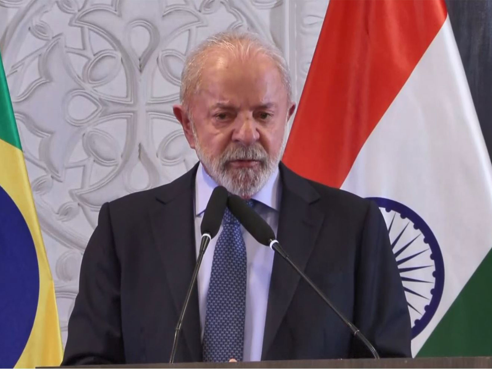 Brazilian President Luiz Inacio Lula da Silva speaks at the India-Brazil Economic Forum in New Delhi. (Photo/ANI)