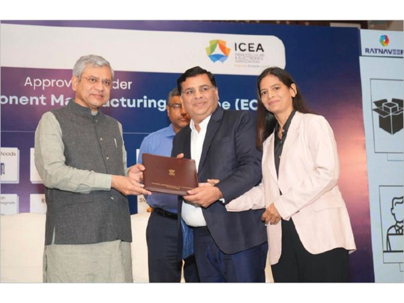 Managing Director Vijay Sanghvi and Seema Sanghvi formally receiving the approval letter from Minister Ashwini Vaishnaw in New Delhi on March 30, 2026