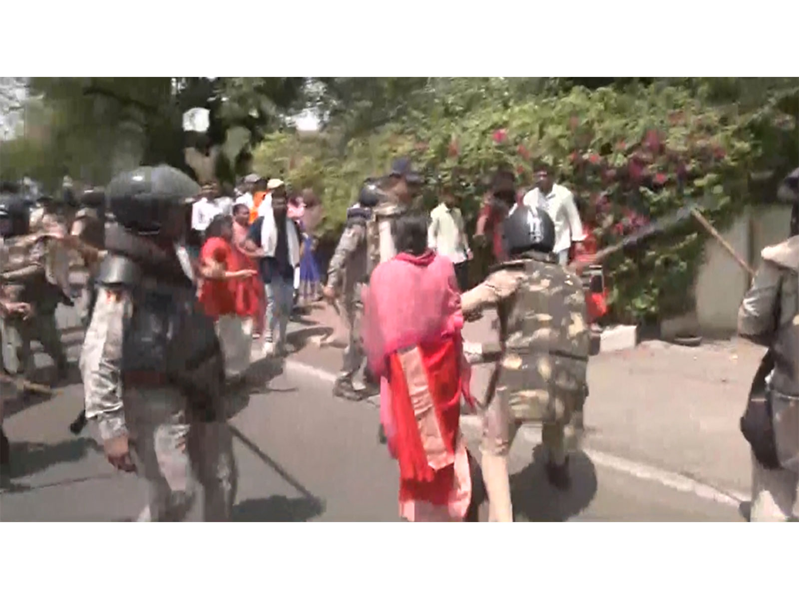 Police dispersing the protestors (Photo/ANI)