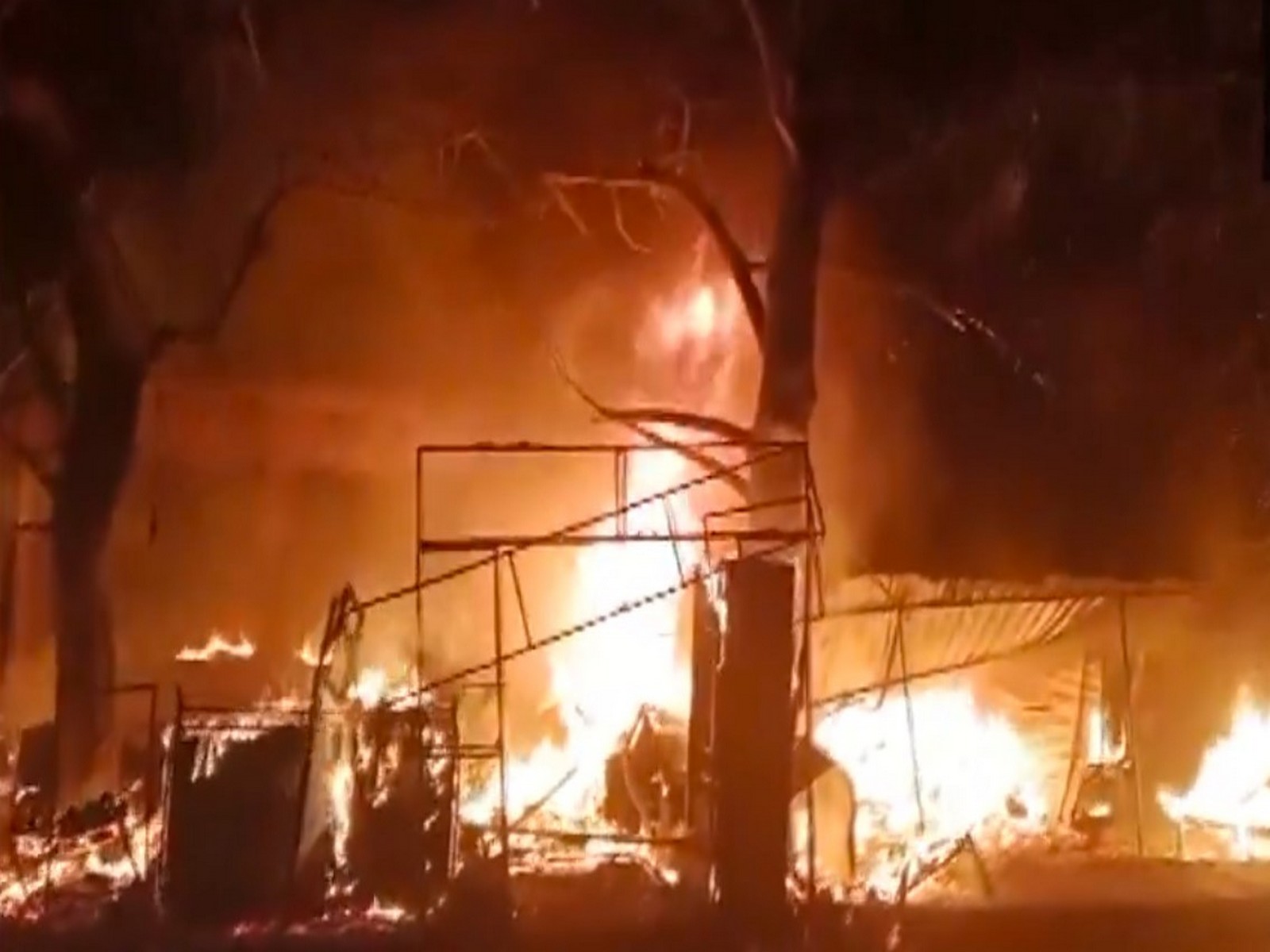 Fire engulfs shops on Sitapur Highway in Lucknow (Photo/ANI)