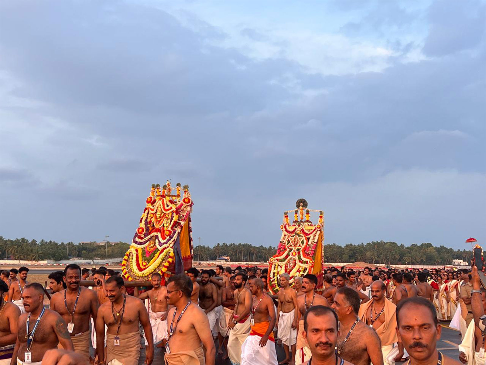 The annual Painkuni Arattu procession carried out through Thiruvananthapuram airport (Photo/ANI)