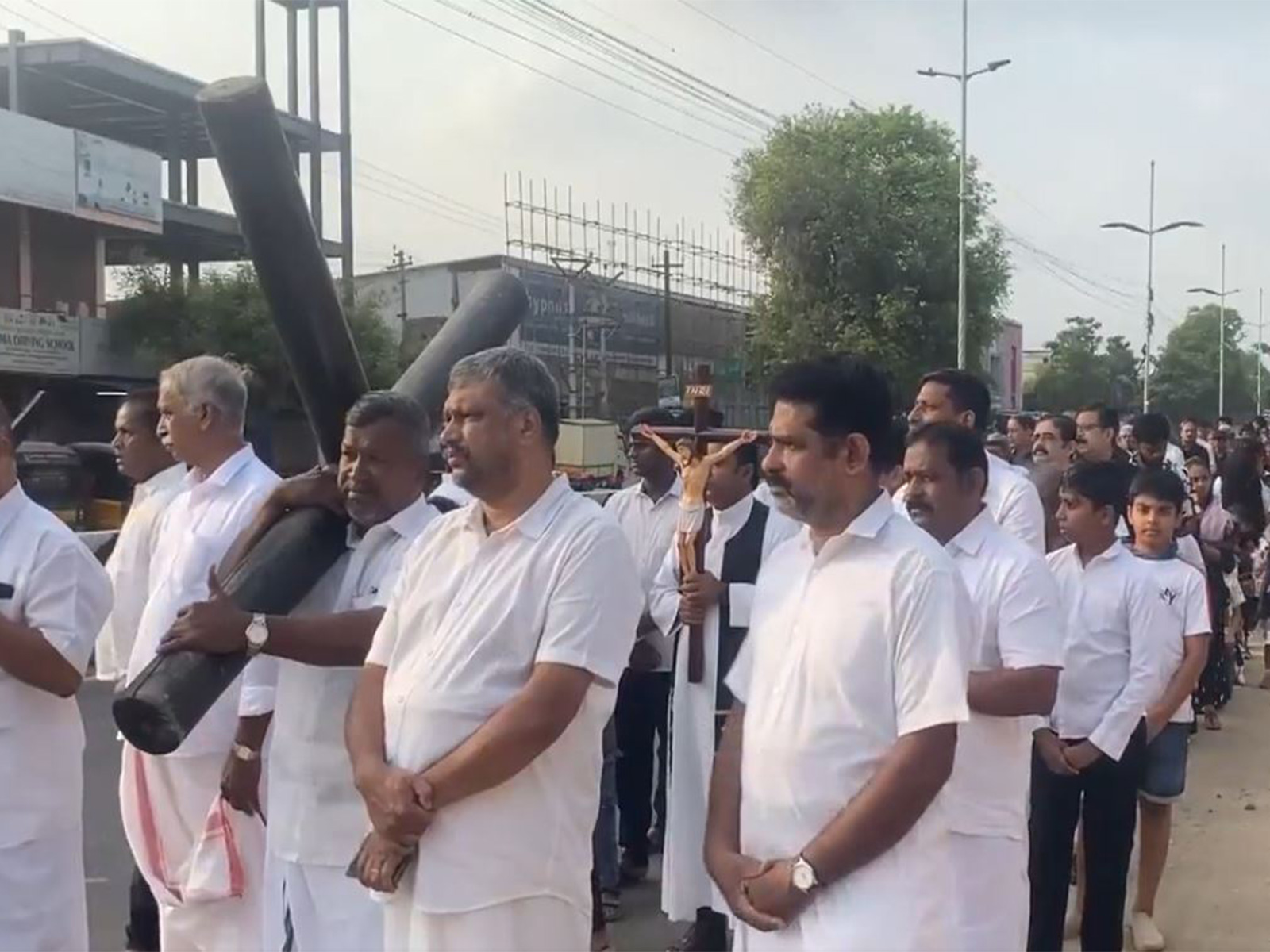Devotees gather at St. Mark's Church in Kuniyamuthur, Coimbatore, Tamil Nadu to offer prayers and participate in Good Friday traditions (Photo/ANI)