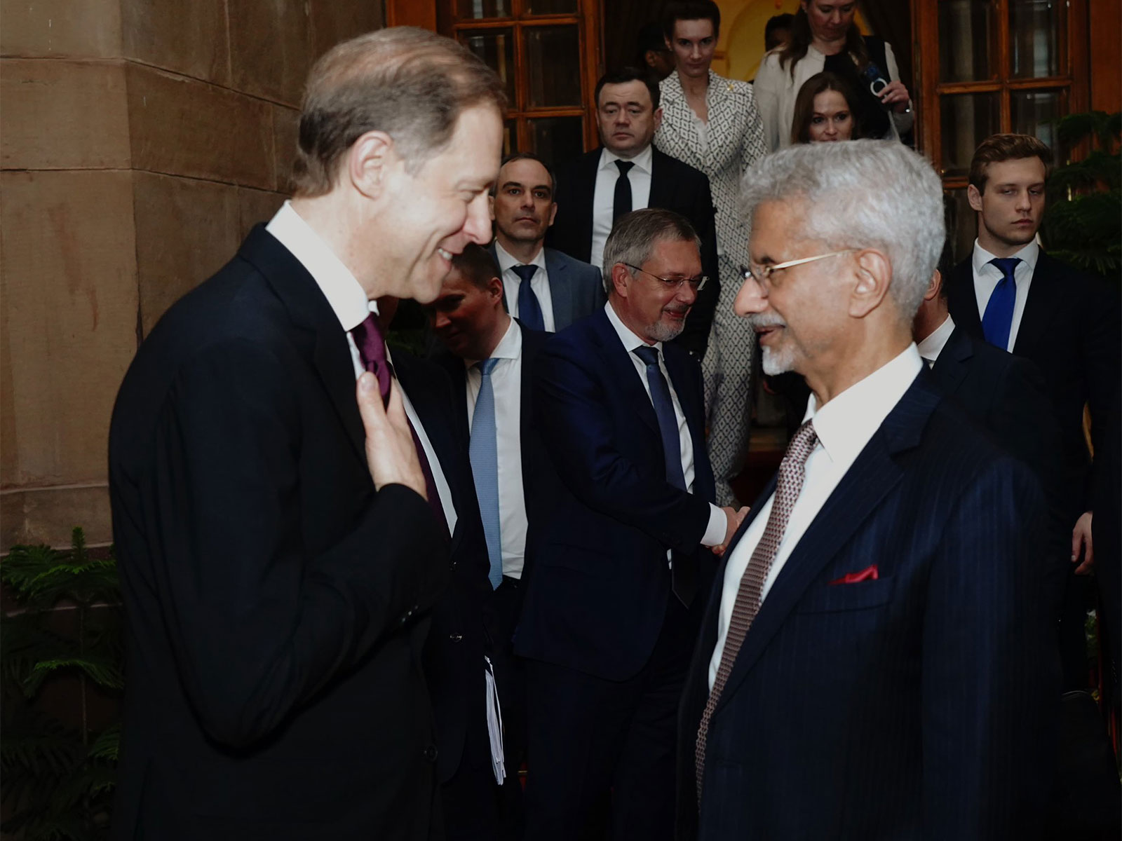 External Affairs Minister S Jaishankar meets Russia's First Deputy Chairman Denis Manturov in New Delhi. (Photo/X@DrSJaishankar)