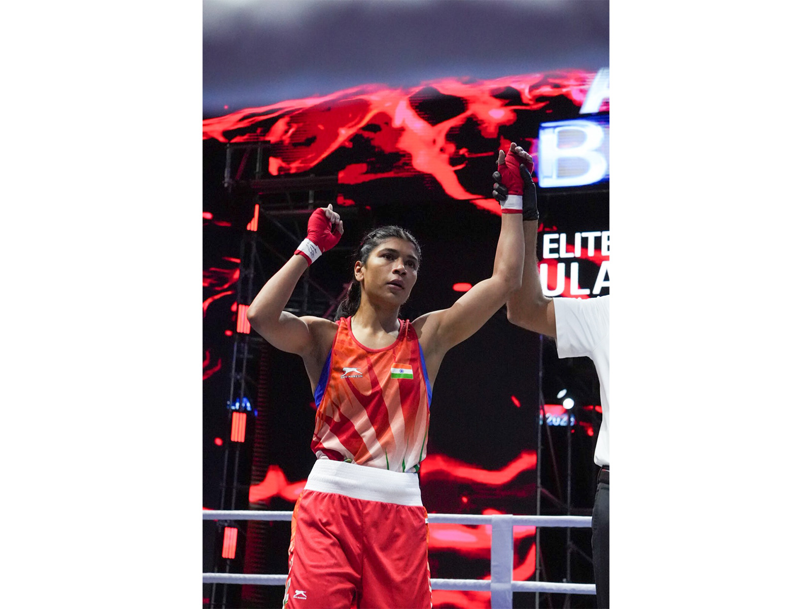 Nikhat Zareen (51kg) celebrates her QF win at Asian Boxing Championship 2026 (Photo/Asian Boxing)