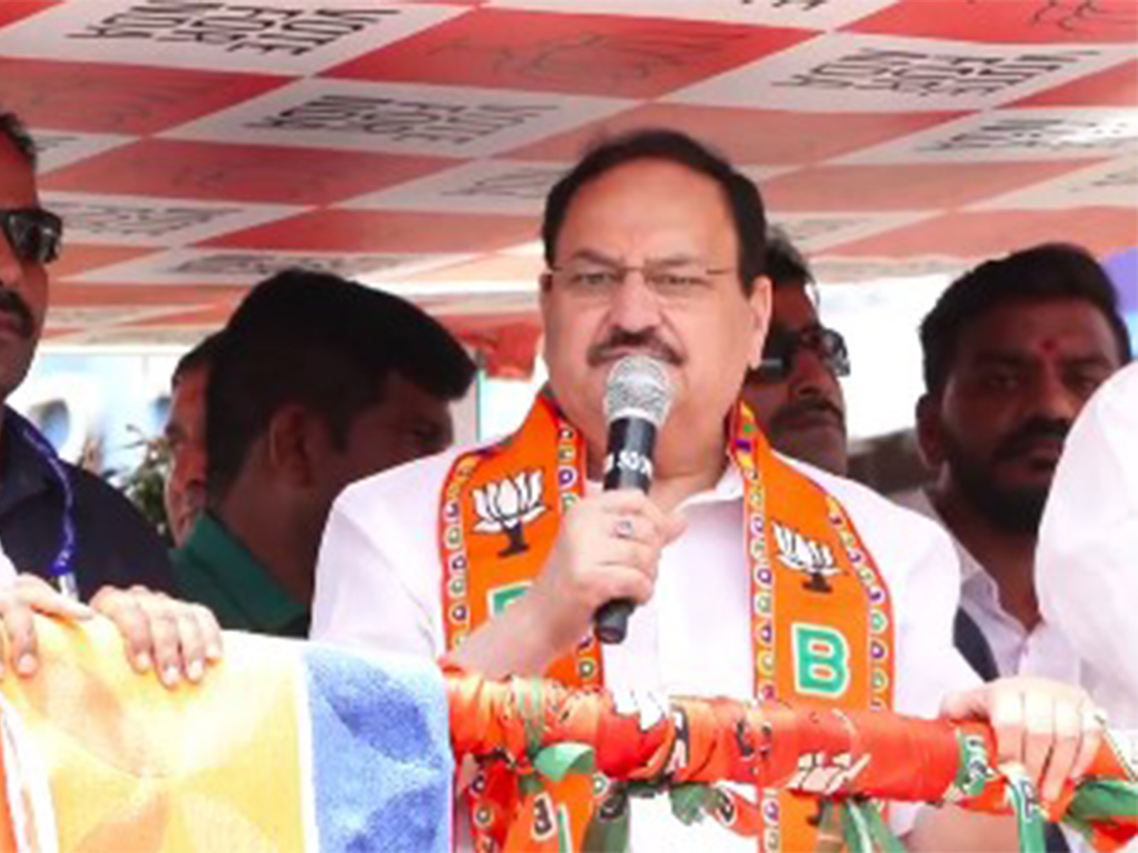 Union Minister JP Nadda during Thiruvananthapuram roadshow (Photo/ANI)