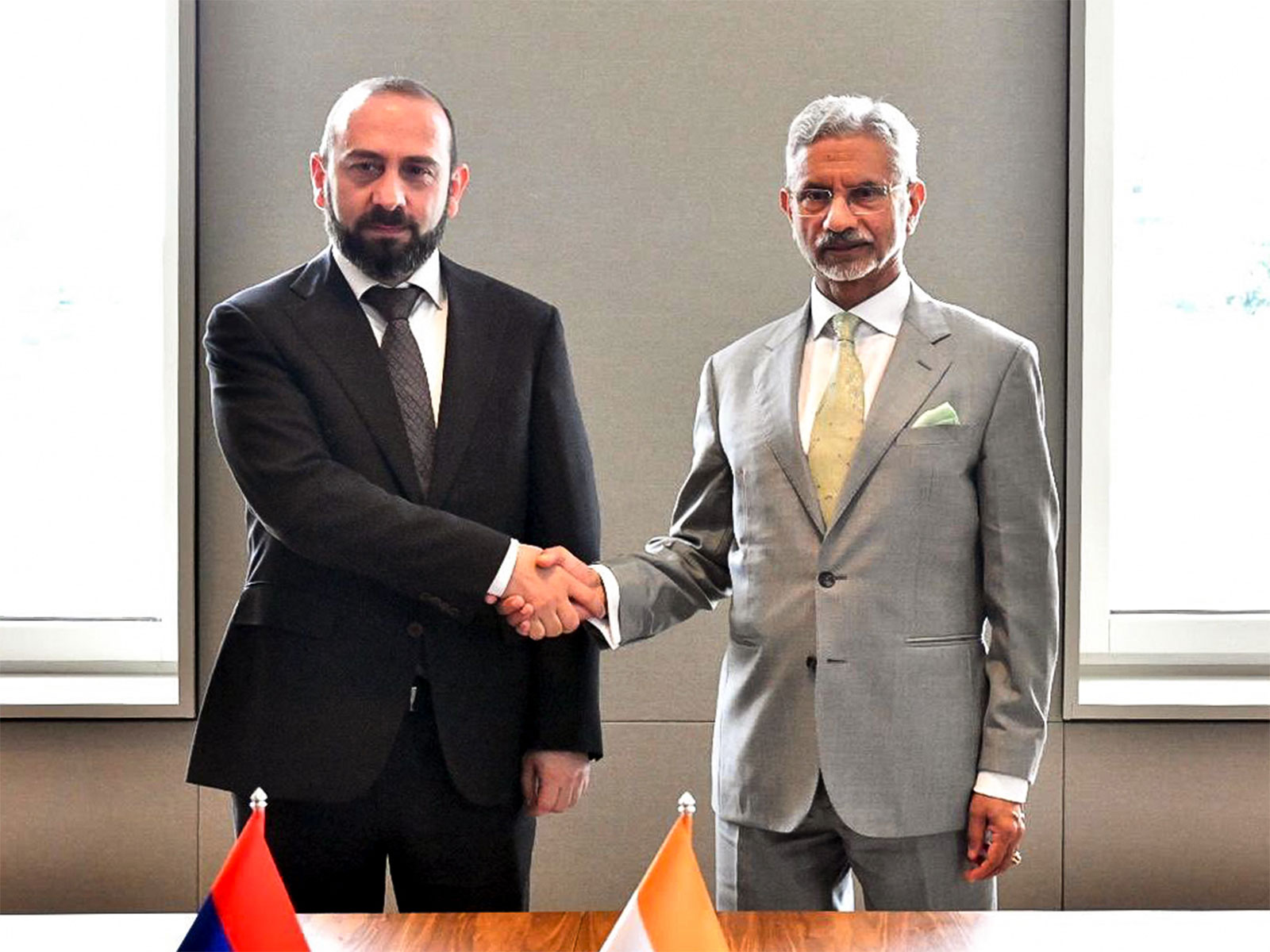 EAM S Jaishankar with Armenian Foreign Minister Ararat Mirzoyan (Photo/ANI)