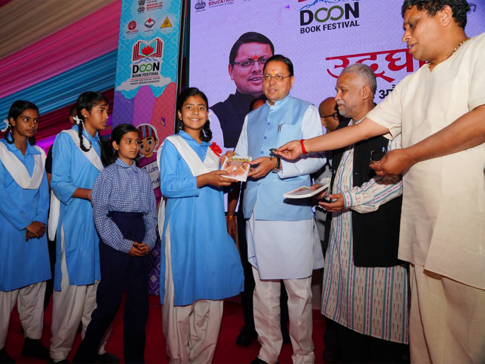 Uttarakhand CM Dhami inaugurates "Doon Book Festival-2026" in Dehradun (Photo/ANI)