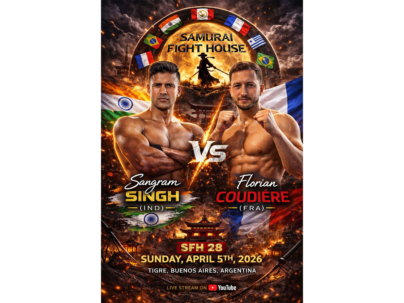 Indian MMA fighter Sangram Singh will fight Florian Coudier on April 6. (Photo/Samurai Fight House)