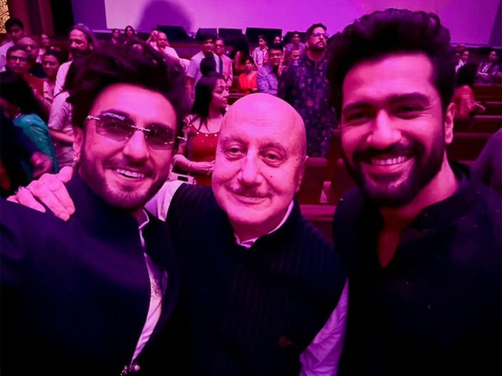 Anupam kher with Ranveer Singh and Vicky Kaushal (Photo/instagram/@anupampkher)