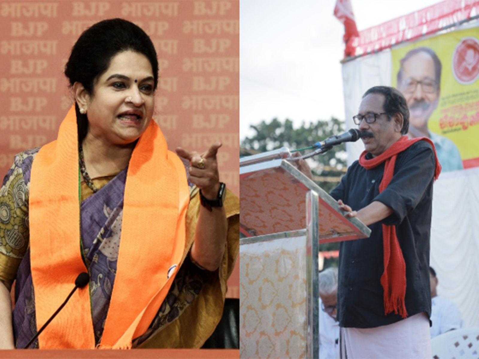 BJP leader Padmaja Venugopal and LDF candidate Alancode Leelakrishnan (Photo: File Photo/ANI and Alancode Leelakrishnan/Facebook)