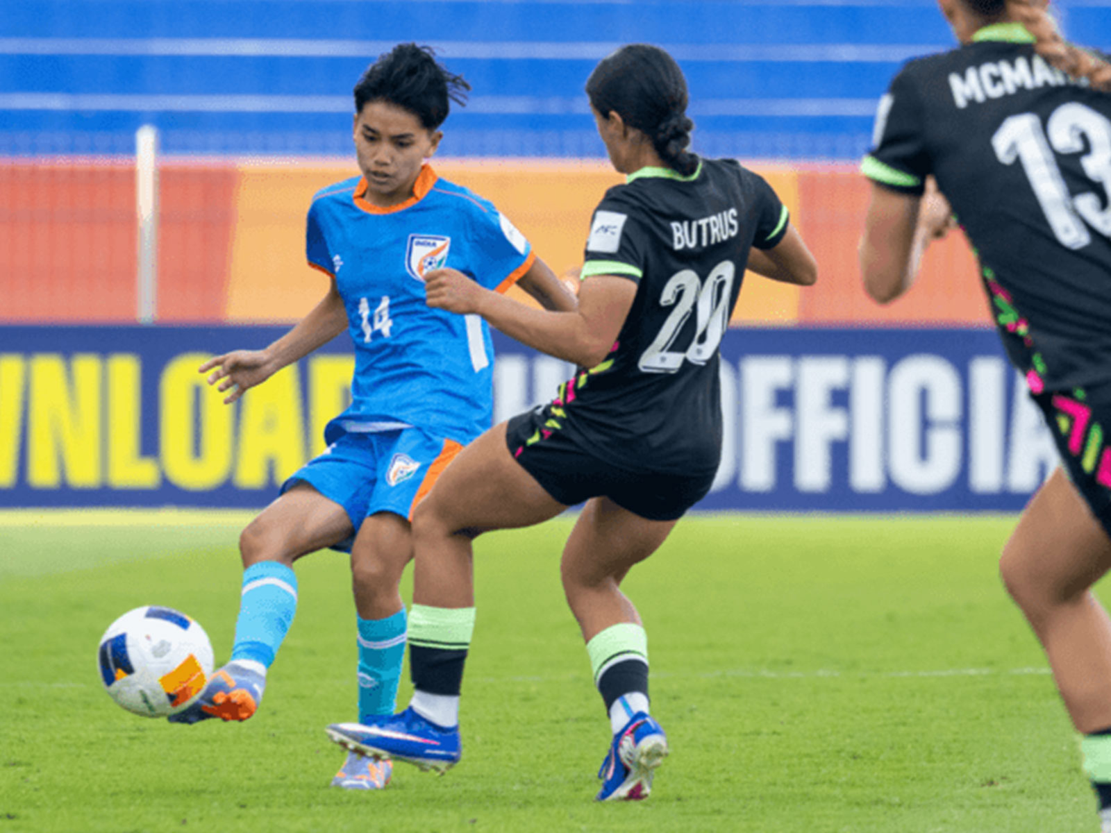 India and Australia players in action (Photo: AIFF)