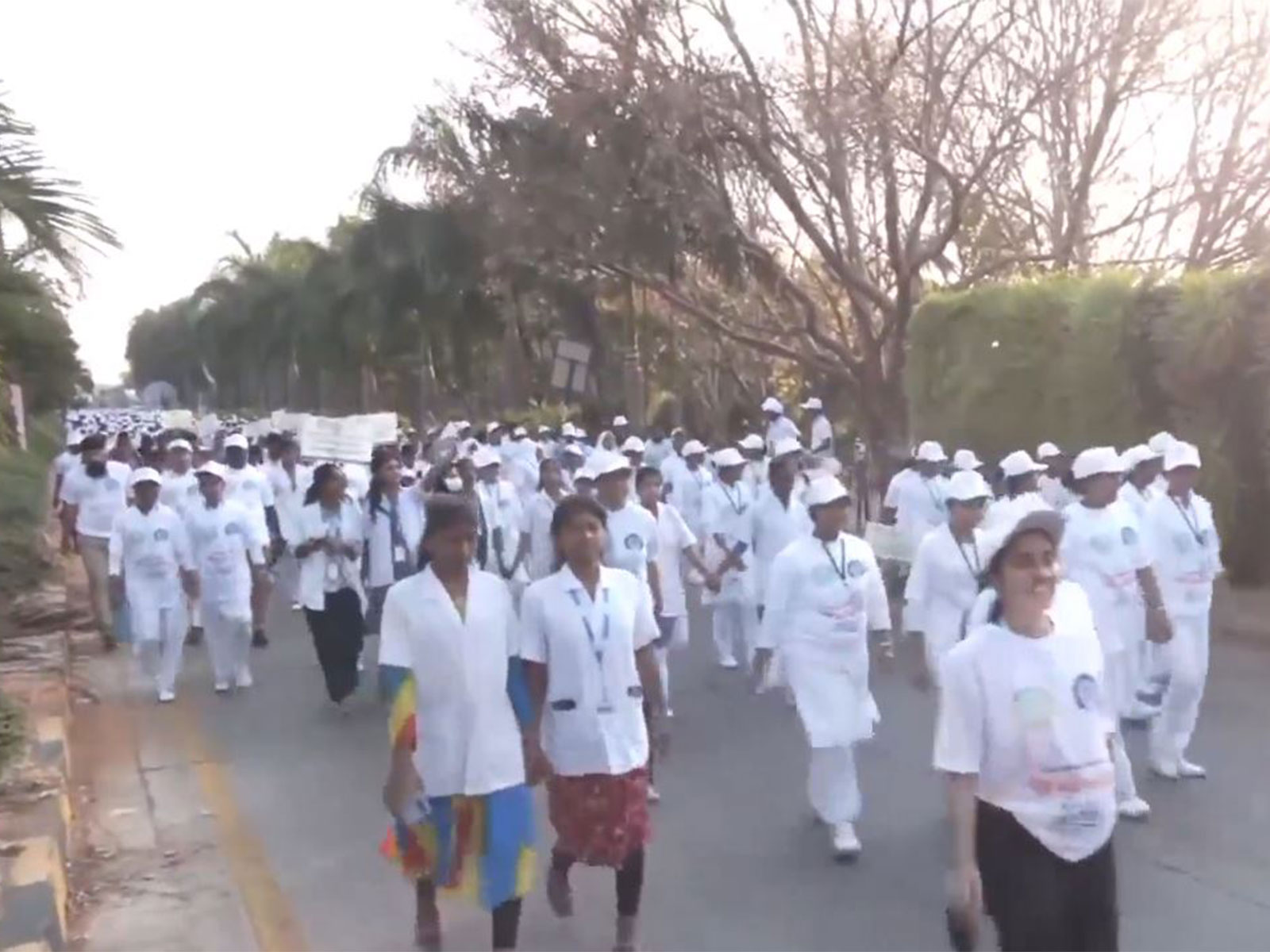 Participants join Food Safety Awareness Walkathon at Necklace Road in Hyderabad (Photo/ANI)