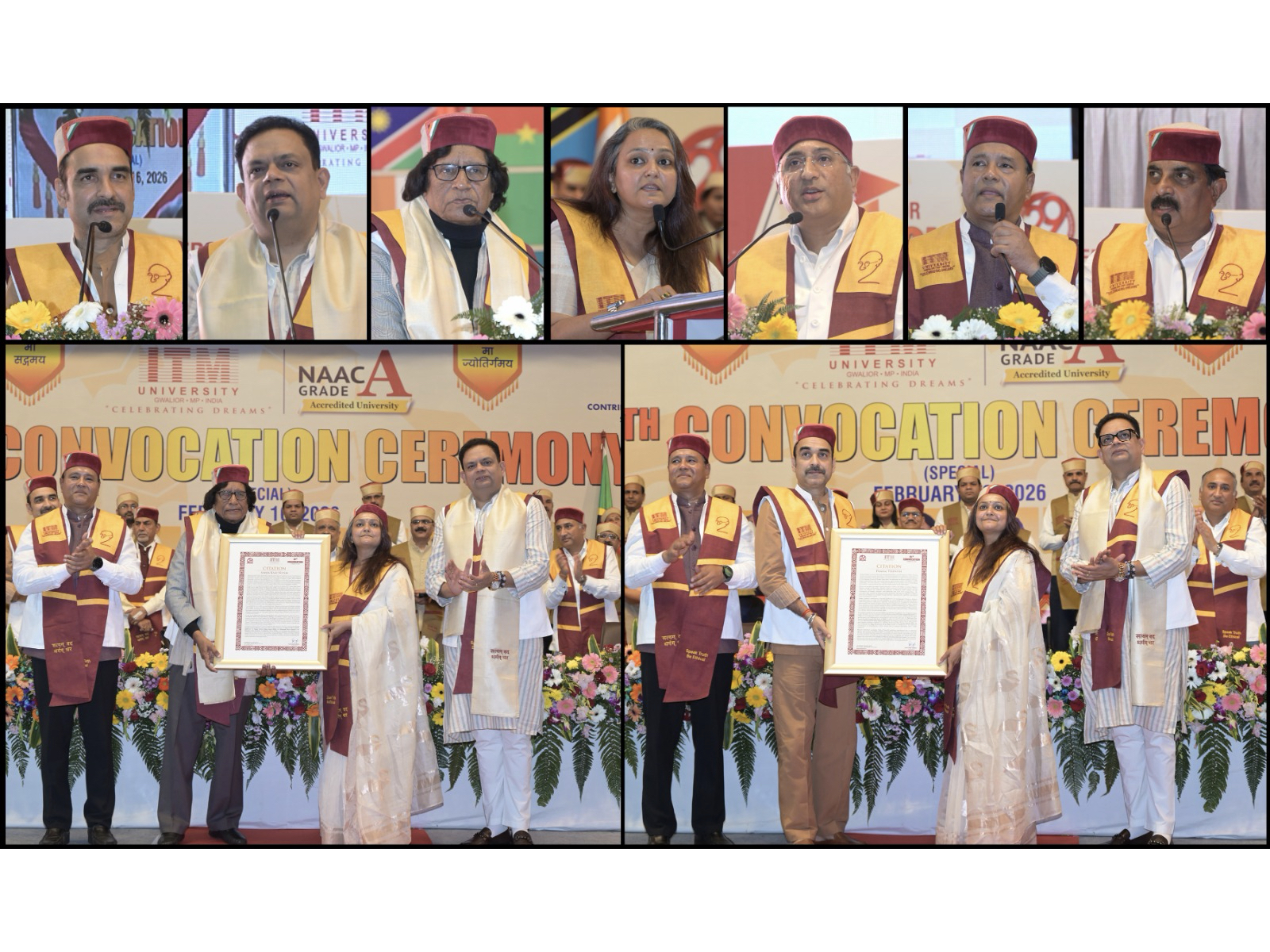Glimpses from the 10th Special Convocation at ITM University Gwalior, where honorary doctorate recipient Pankaj Tripathi inspired a global gathering of scholars at the Naad Amphitheatre
