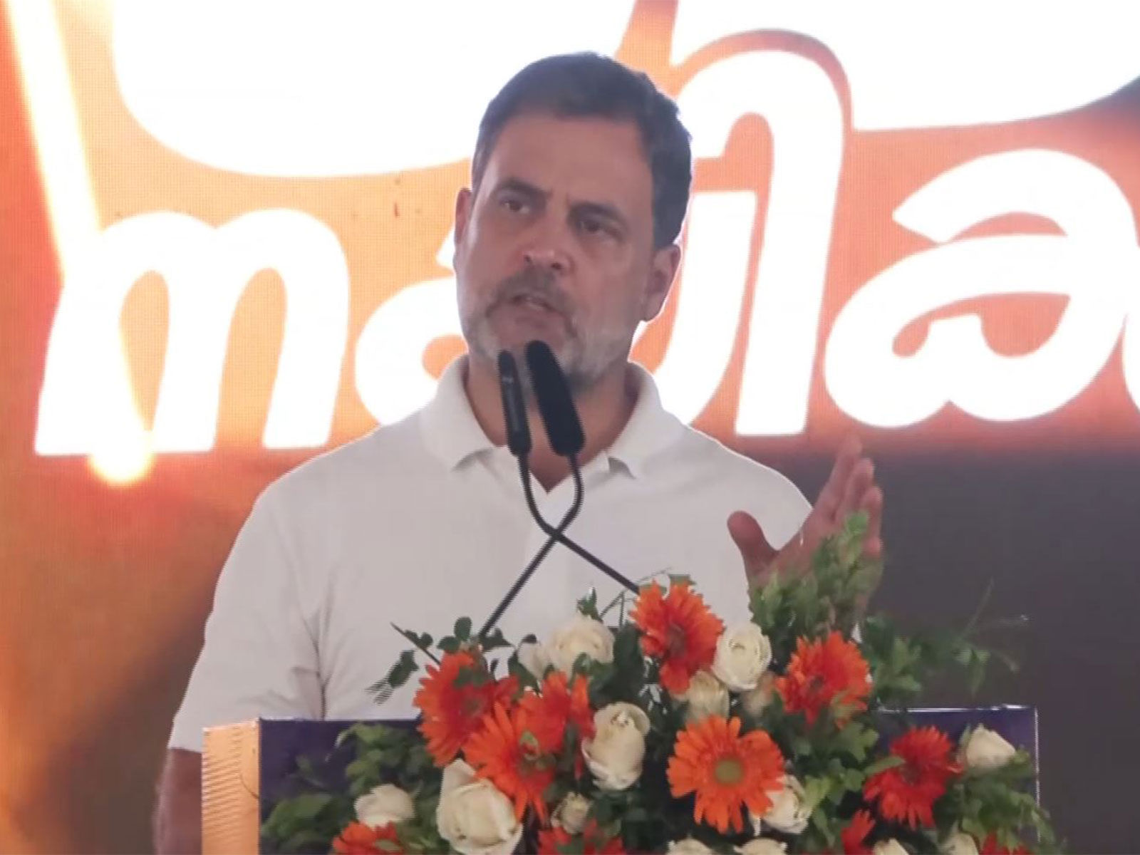 Congress leader Rahul Gandhi at election rally in Keralam. (Photo/ANI)