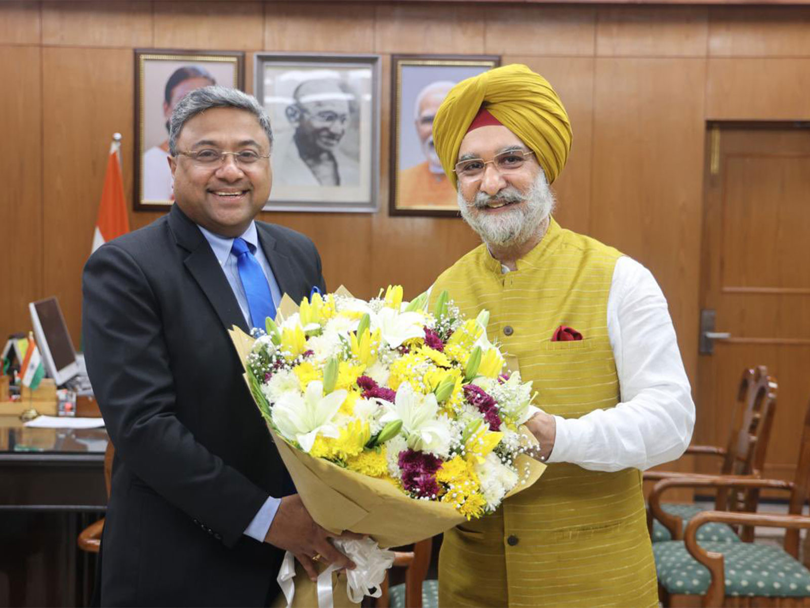 MEA Secretary (West) Sibi George calls on Delhi Lt Governor Taranjit Singh Sandhu at Lok Niwas (Photo/X/@LokNiwasDelhi)