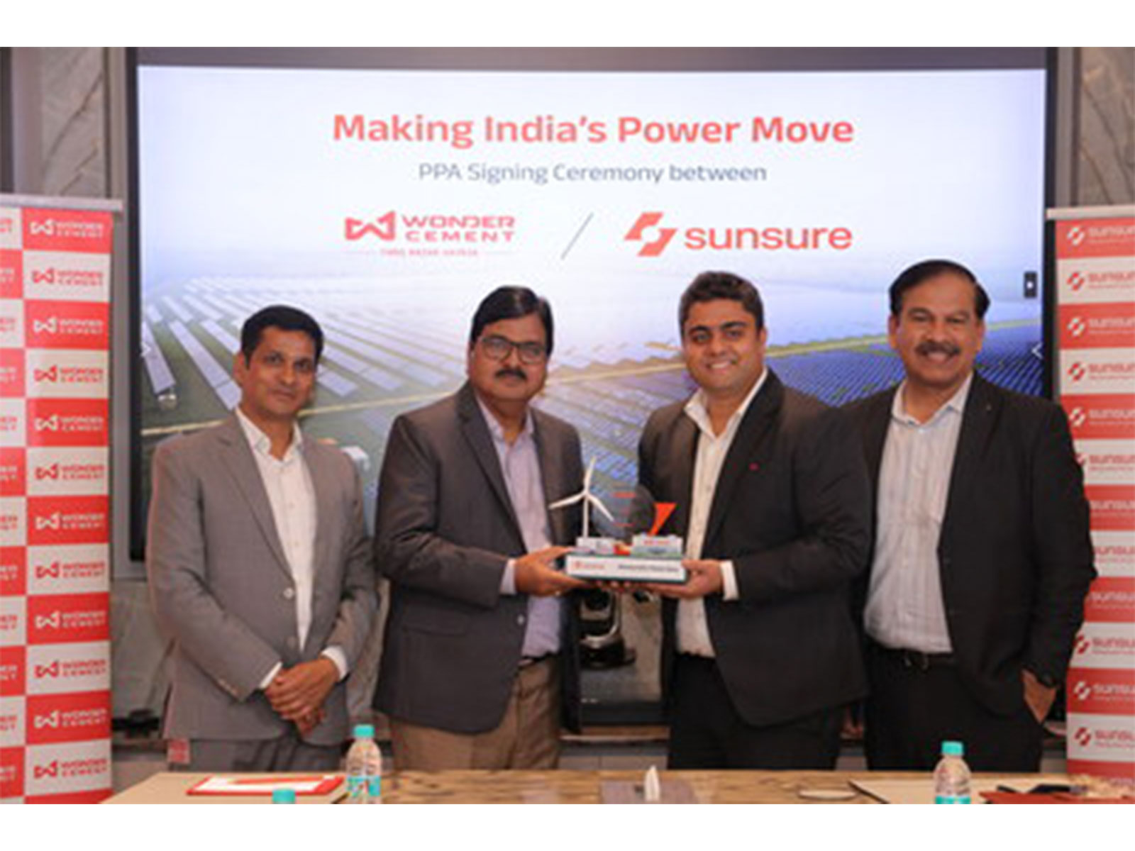 Signing ceremony between Sunsure Energy and Wonder Cement in Udaipur, India