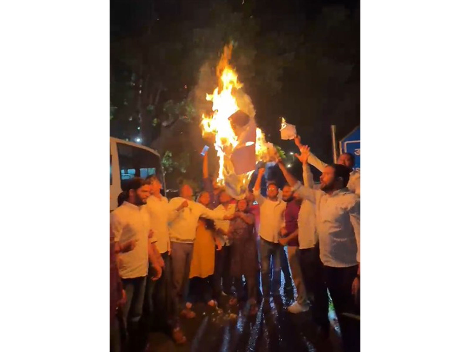 NSUI workers protest at Assam Bhawan (Photo/ANI)