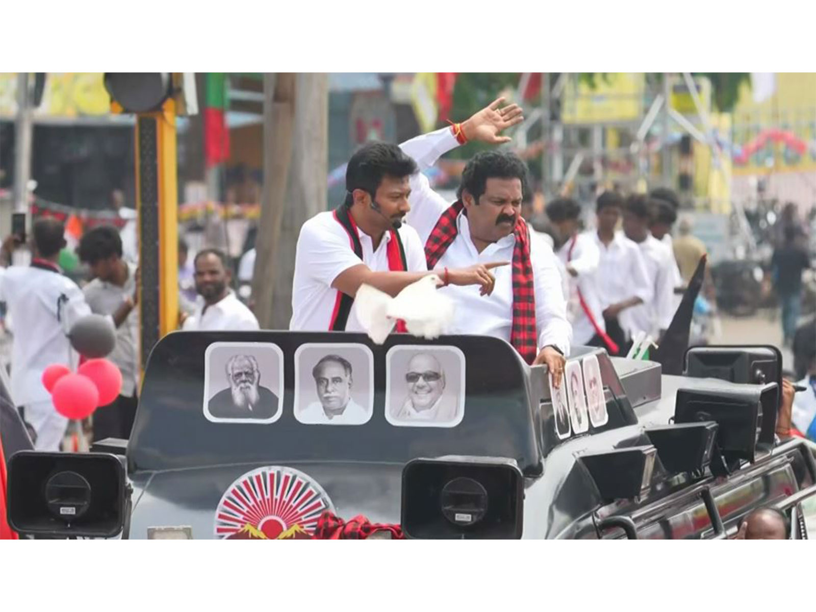 Tamil Nadu Deputy CM Udhayanidhi Stalin holds an election campaign in Tiruvallur (Photo/DMK)