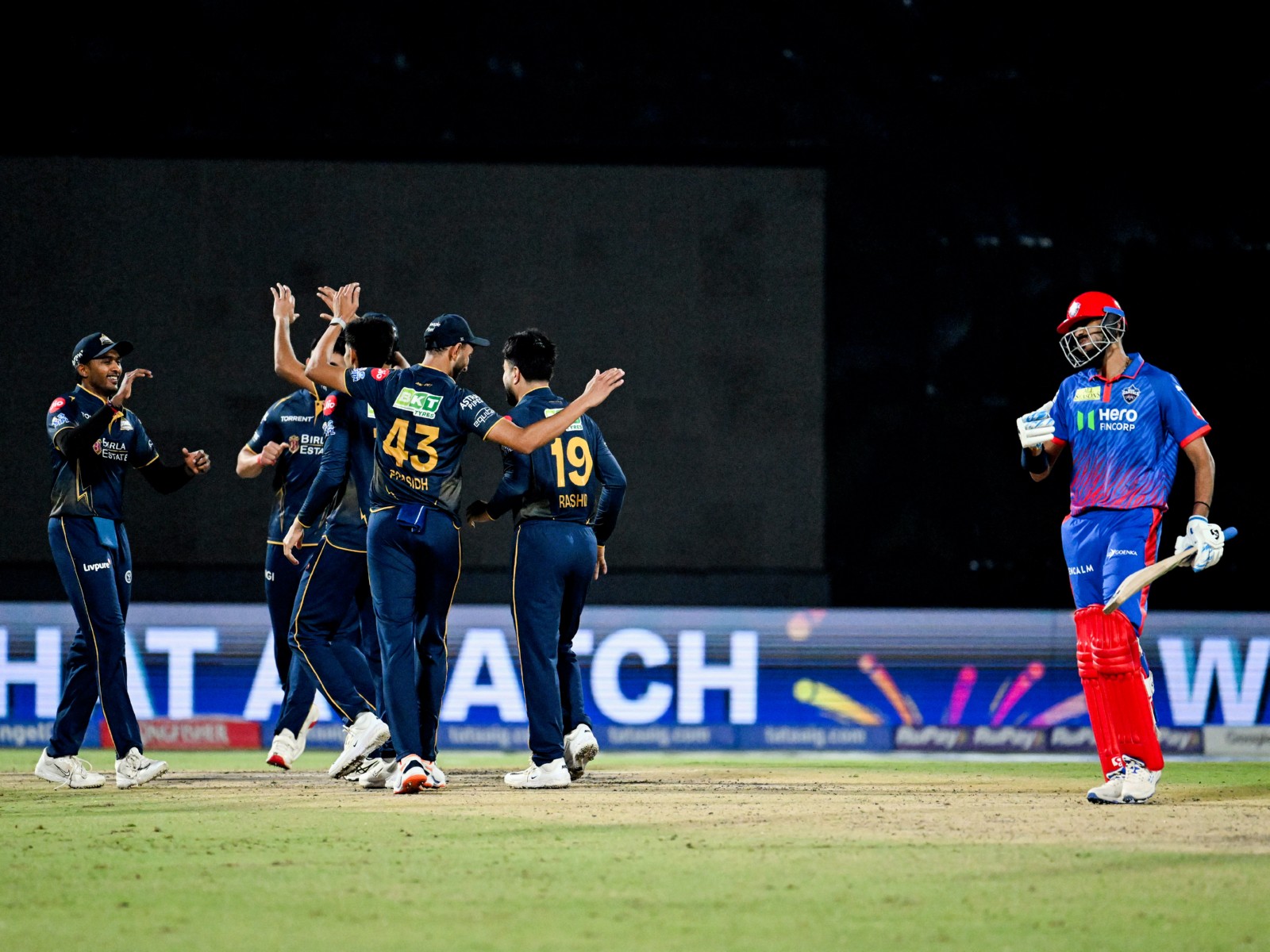 Axar Patel after losing his wicket against Gujarat Titans. (Photo/ANI)