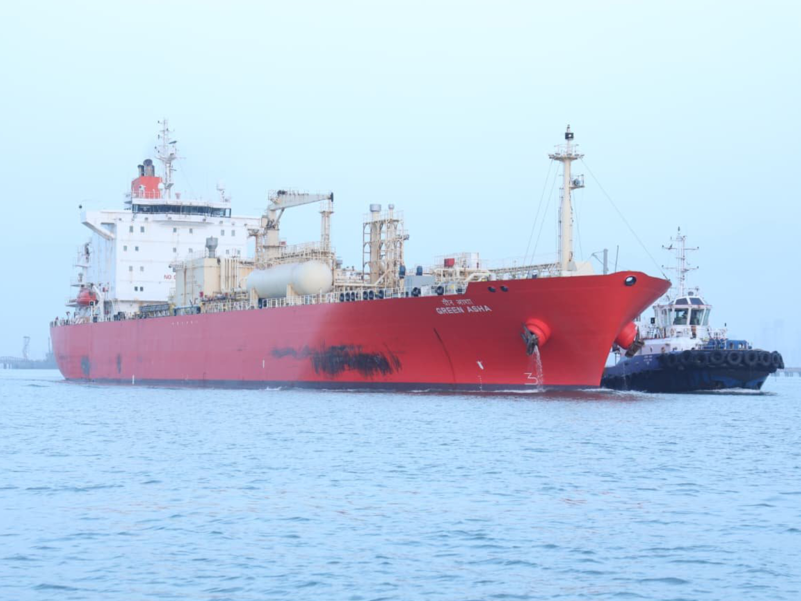 India-flagged LPG vessel 'Green Asha' carrying 15,400 tonnes of LPG  (Photo-X@PIBMumbai)