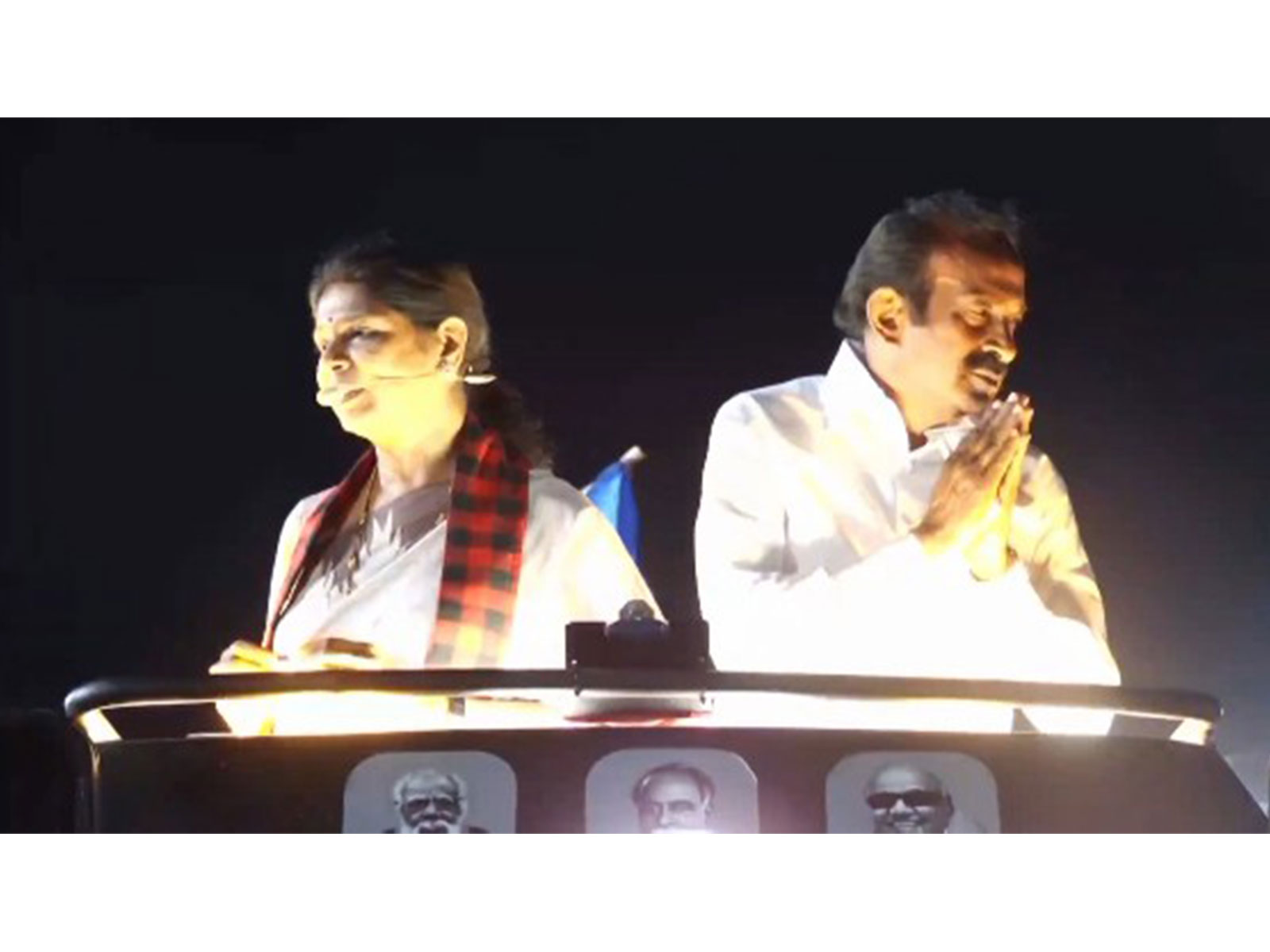 DMK leader Kanimozhi campaigned in support of Minister Su. Muthusamy (Photo/ANI)