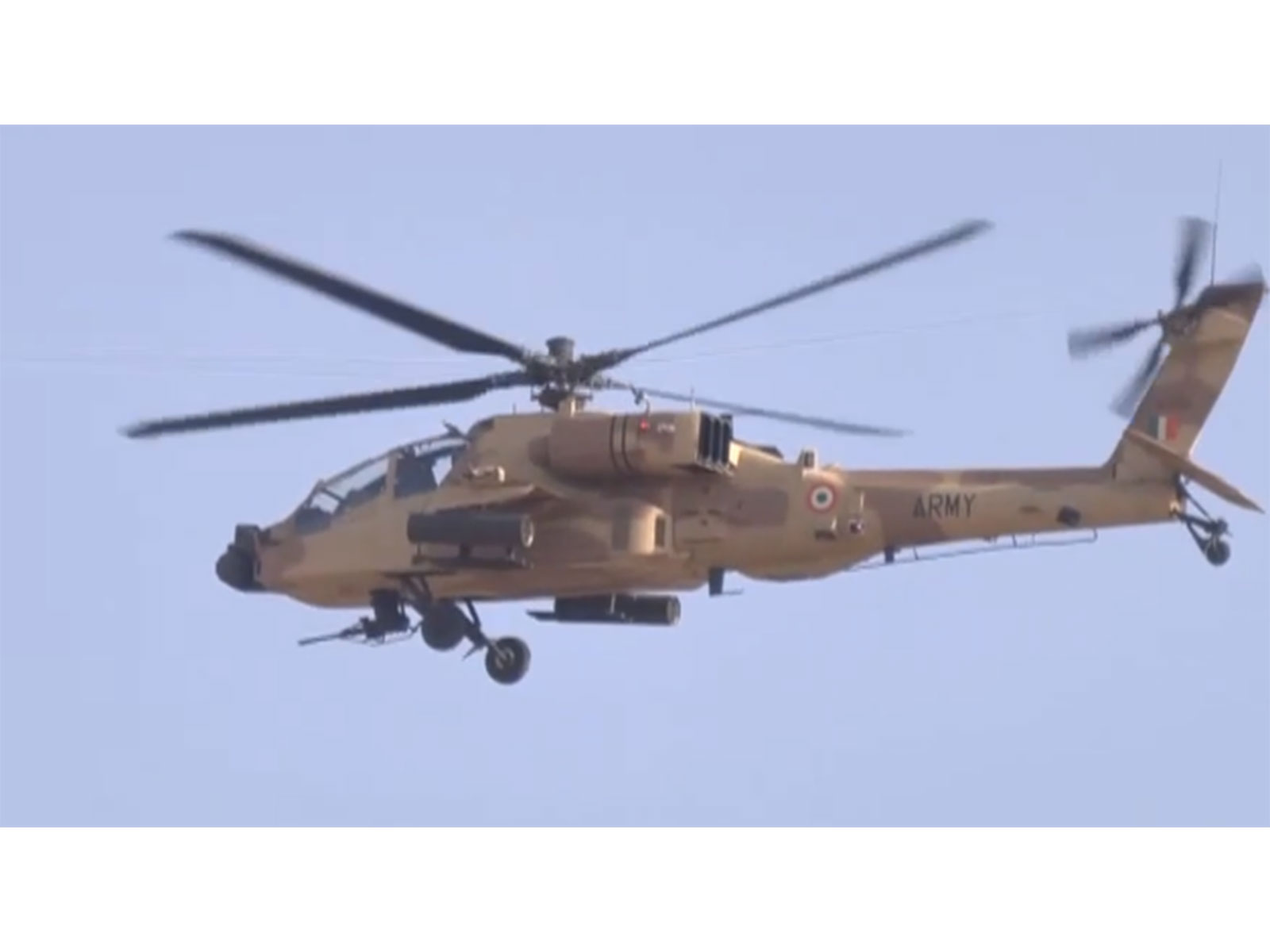 An Indian Army Apache attack helicopter (Photo/ANI)