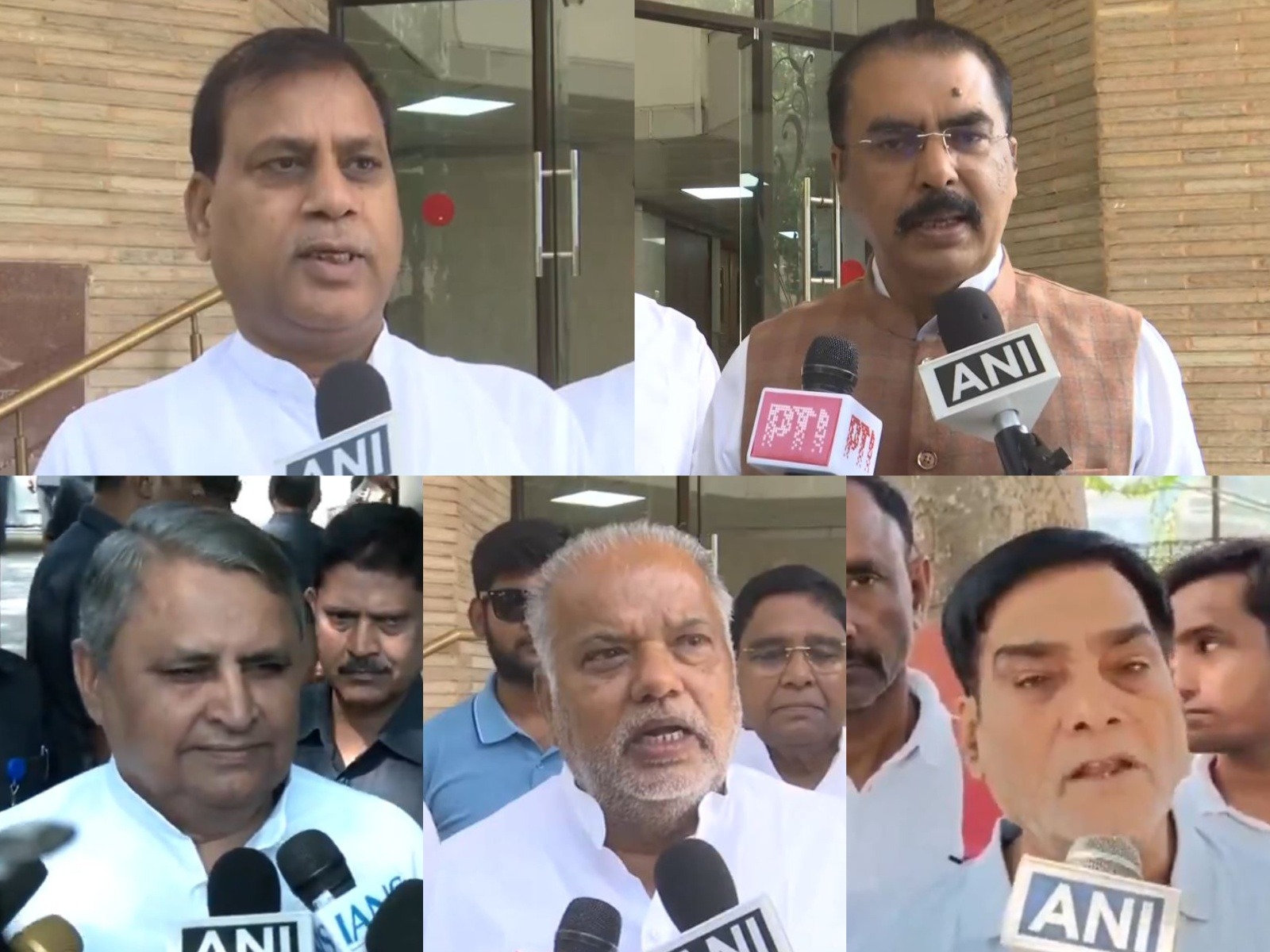 Bihar BJP President Sanjay Saraogi, Bihar Ministers Vijay Kumar Choudhary, Shrawon Kumar, Ram Kirpal Yadav and JD(U) leader Santosh Nirala (Photo/ANI)