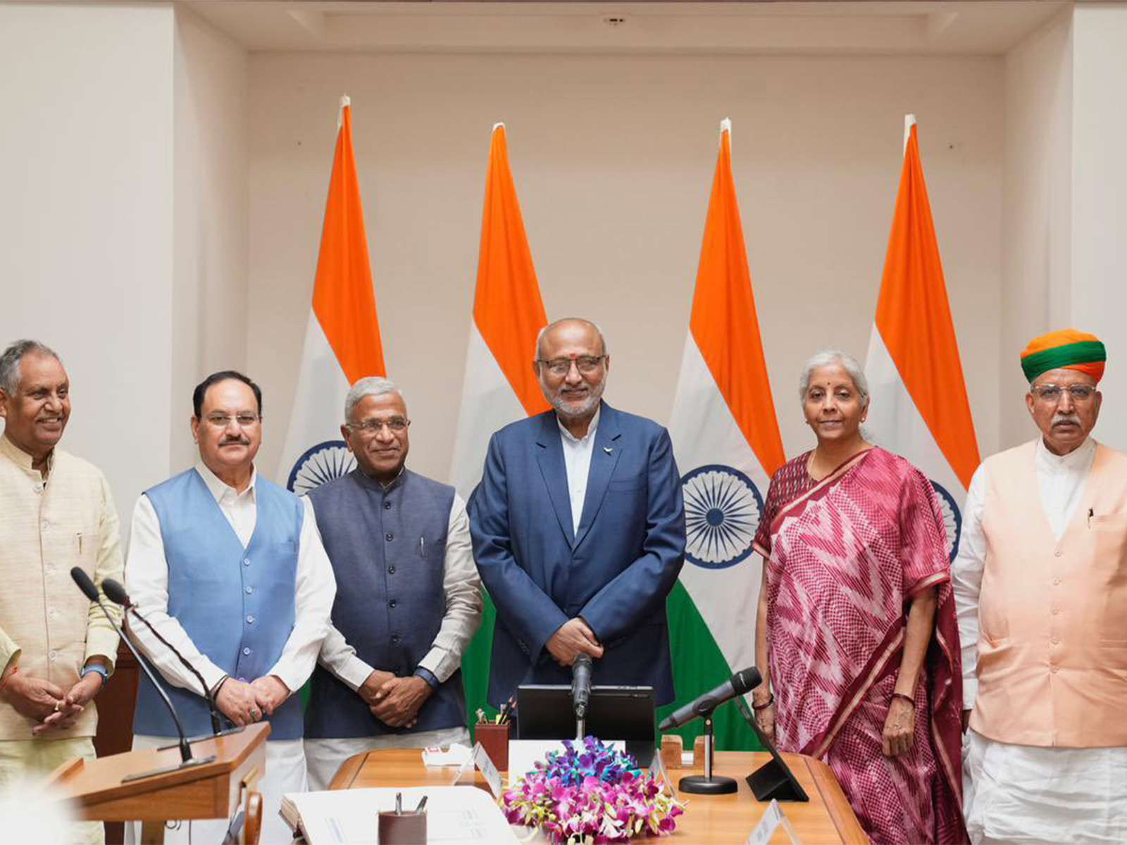 Harivansh takes oath as Rajya Sabha MP in presence of Vice President Jagdeep Dhankhar (Photo/ANI)