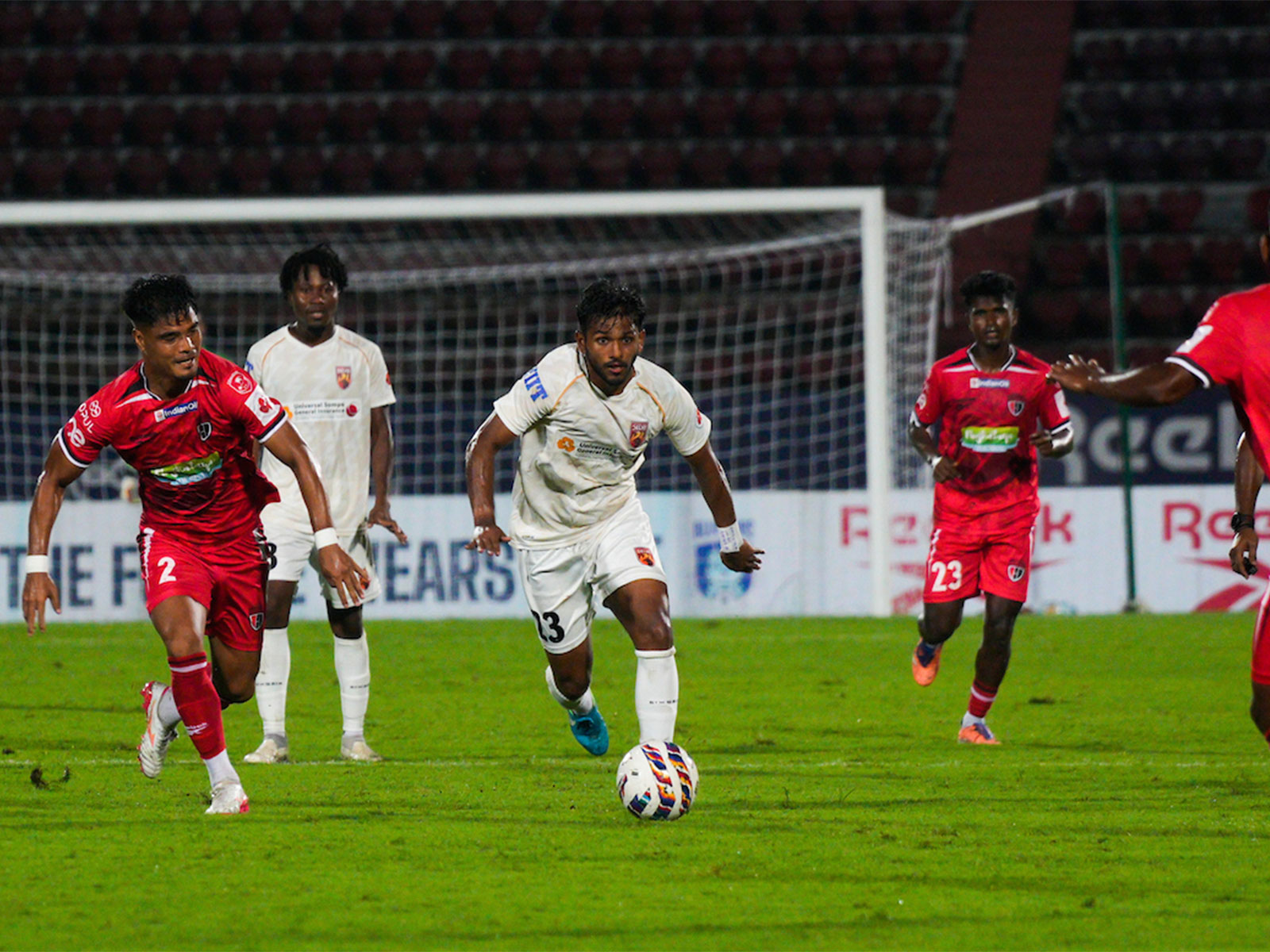 NorthEast United players against SC Delhi in the ISL. (Photo/AIFF Media)
